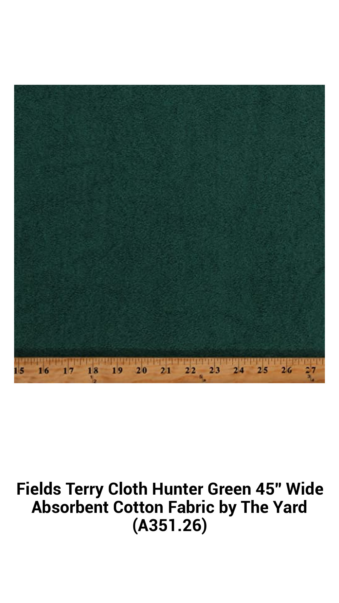 Luxurious Hunter Green Terry Cloth Fabric - 45" Wide Absorbent Cotton by the Yard for All Your Crafting Needs