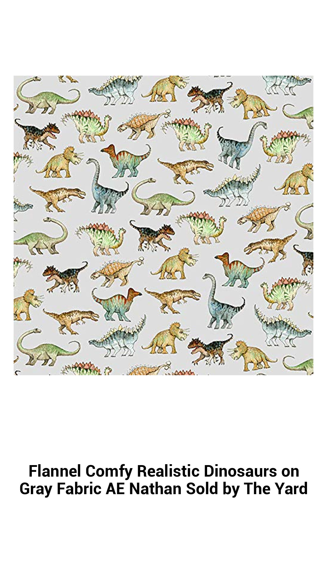 Cozy Cotton Flannel Dinosaur Print Fabric in Gray – Perfect for Quilting, Crafts, and Home Decor