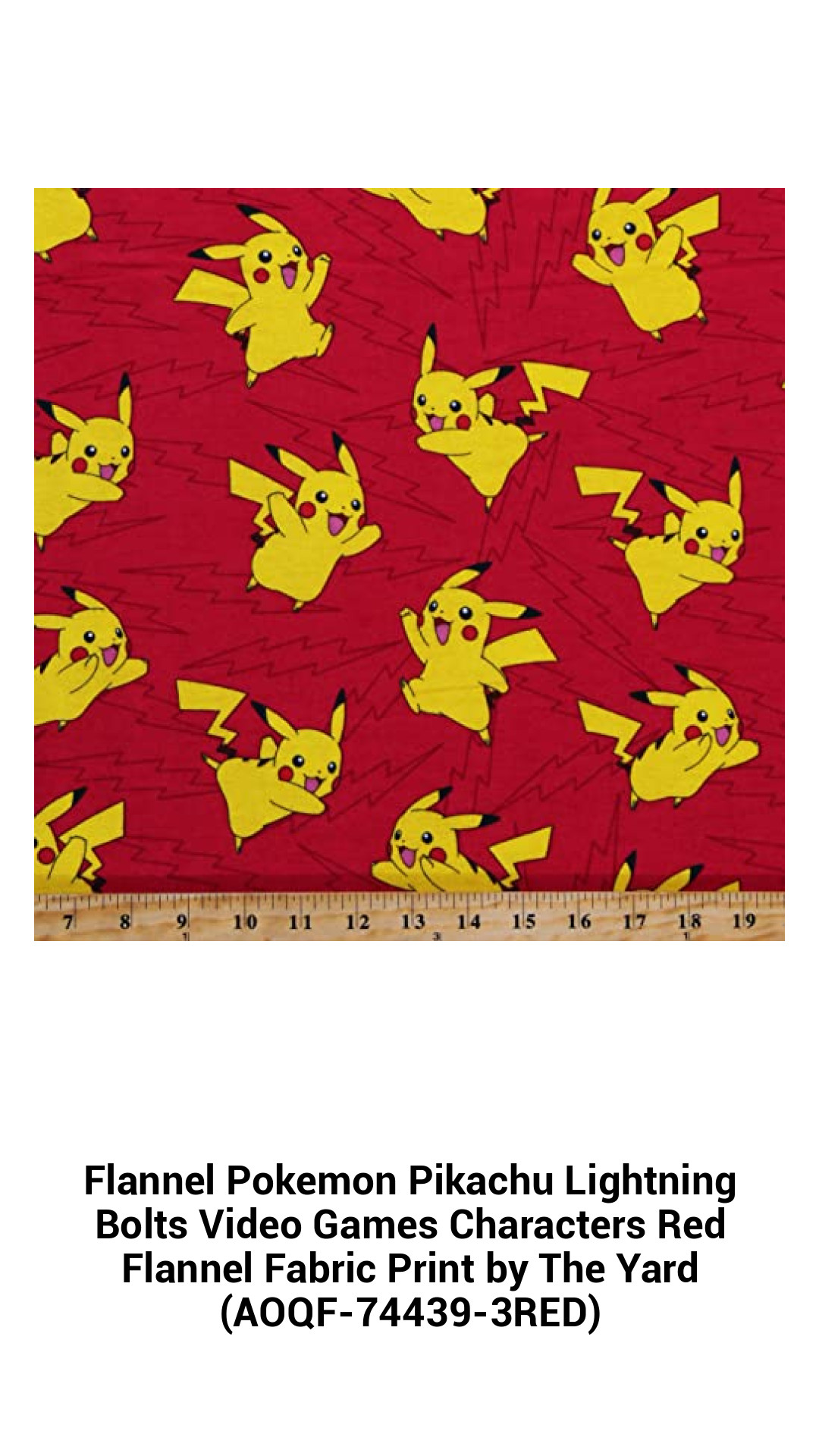 Exciting Pikachu Lightning Bolt Flannel Fabric – 100% Cotton, Perfect for Crafting and Sewing Projects by the Yard
