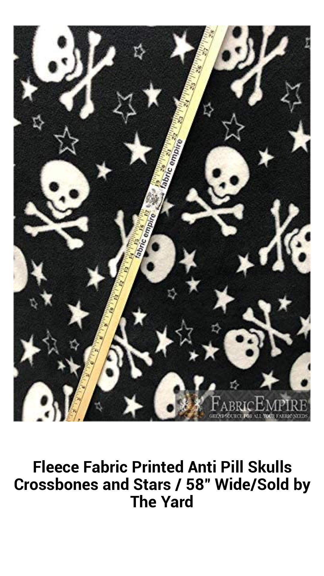 Fleece Fabric Printed Anti Pill Skulls Crossbones and Stars / 58" Wide/Sold by The Yard Fleece Fabric Printed Anti Pill Skulls Crossbones and Stars / 58" Wide/Sold by The Yard