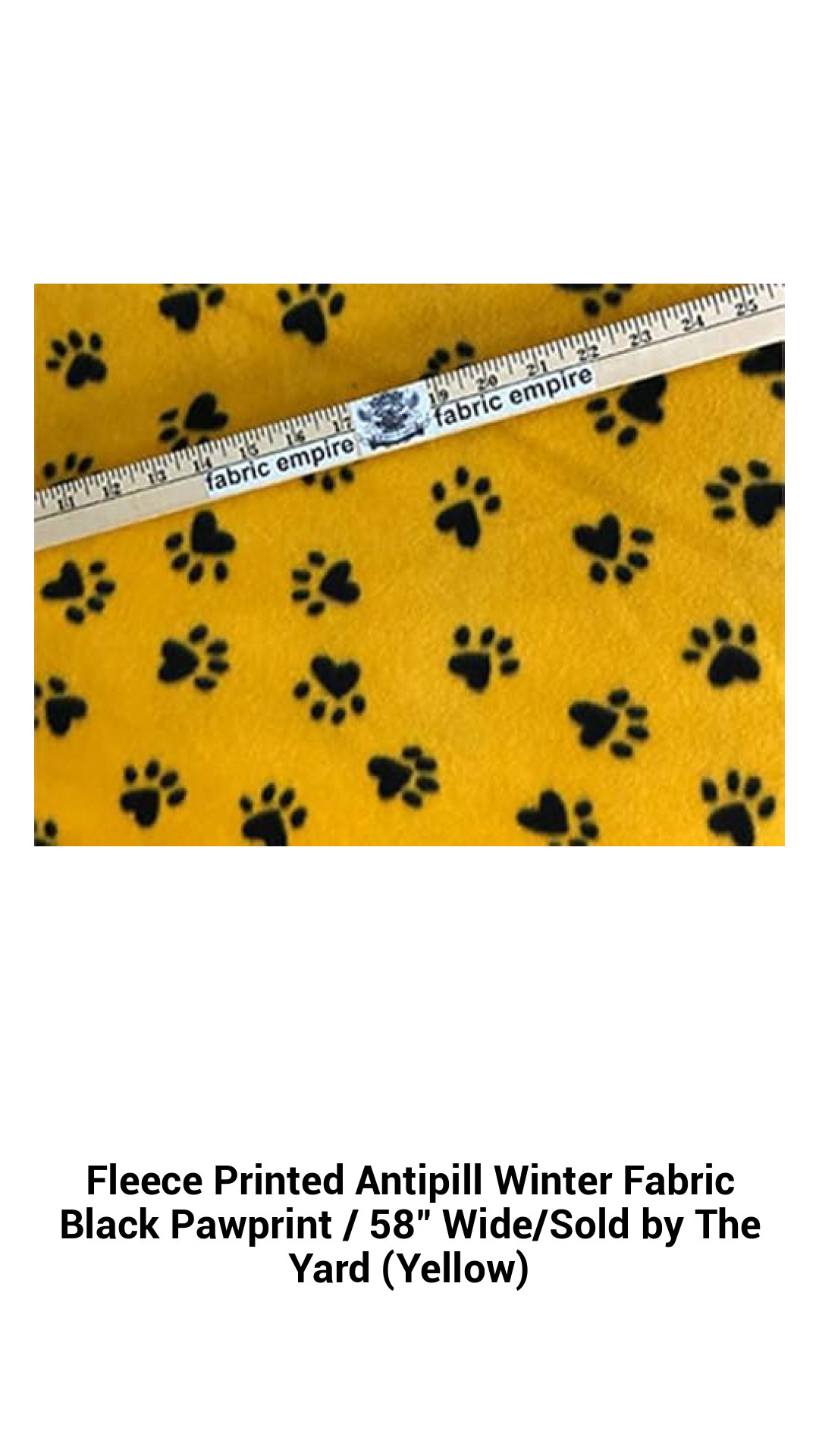 Cozy Black Pawprint Anti-Pill Fleece Fabric - Ultra Soft Winter Material, 58" Wide, Sold by the Yard in Vibrant Yellow