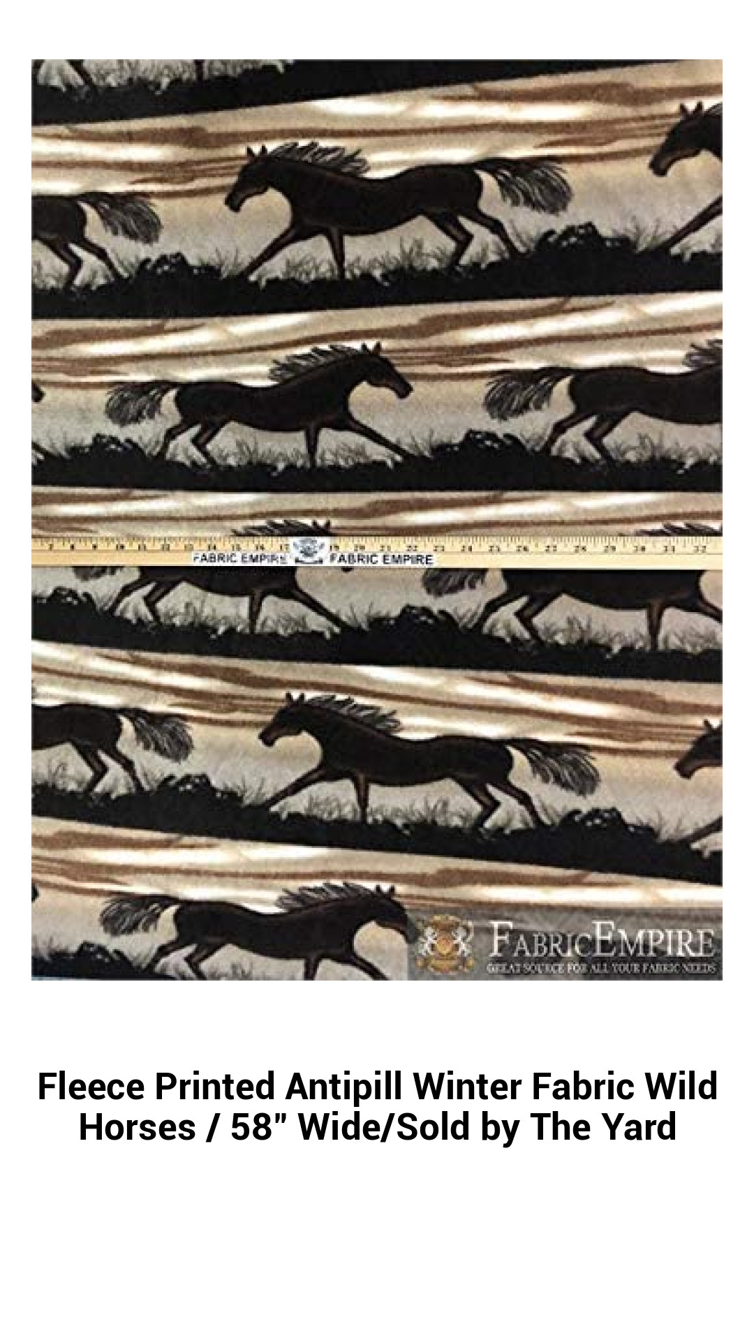 Luxurious Anti-Pill Fleece Fabric Featuring Wild Horses – 58" Wide, Sold by the Yard for Cozy Creations