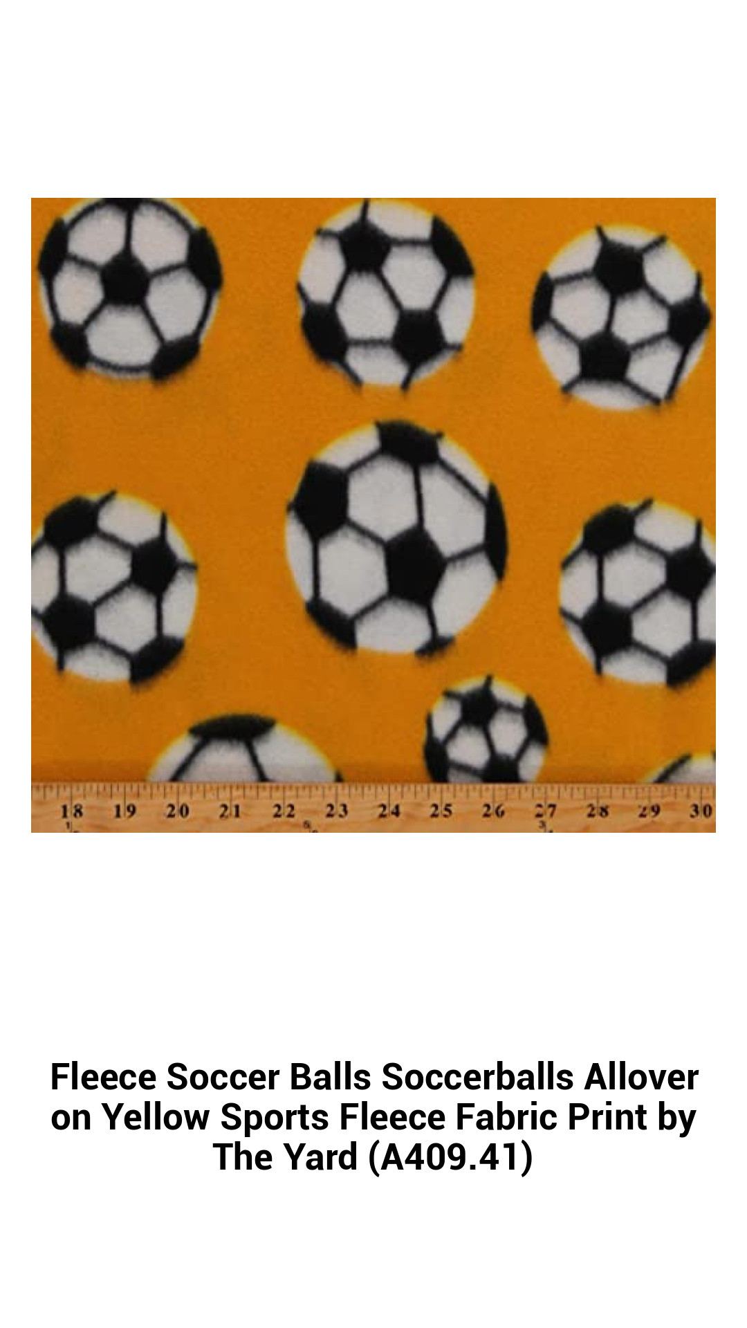 Vibrant Yellow Fleece Soccer Ball Fabric - Allover Sports Pattern for Creative Projects