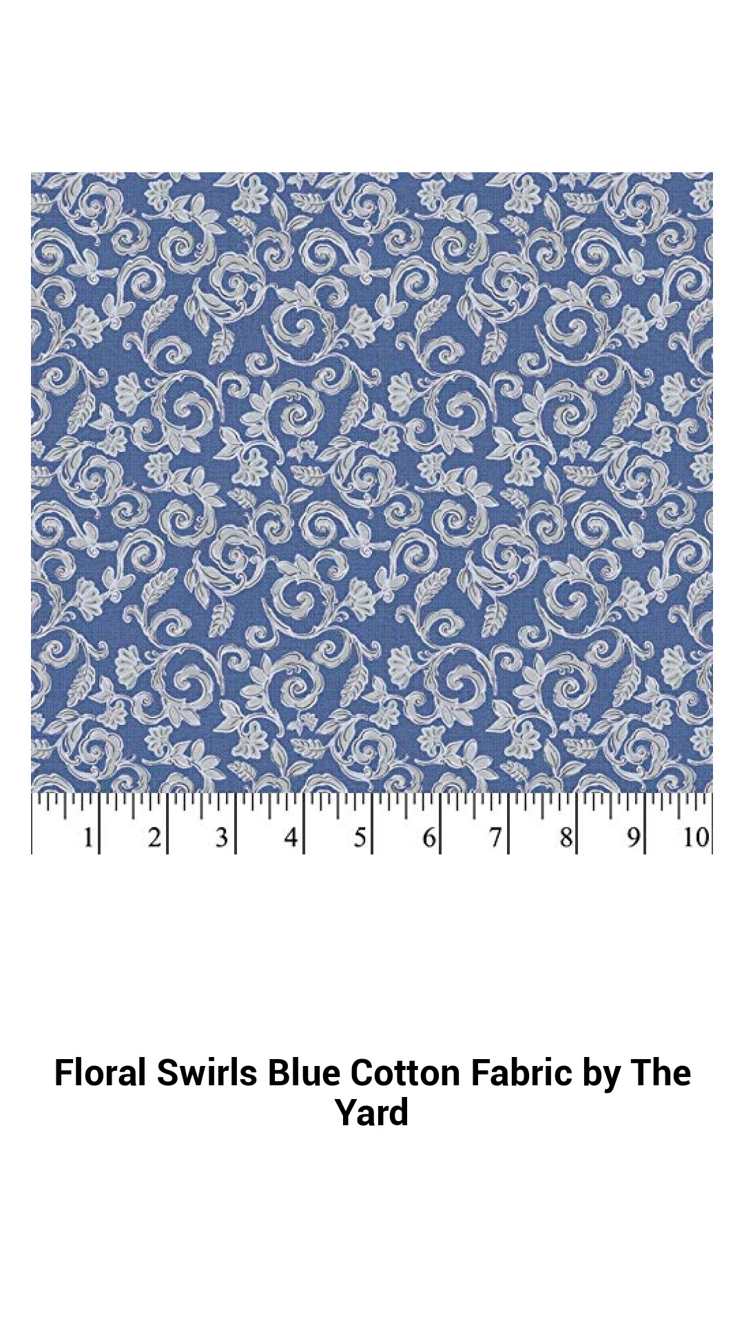 Floral Swirls Blue Cotton Fabric by The Yard Floral Swirls Blue Cotton Fabric by The Yard