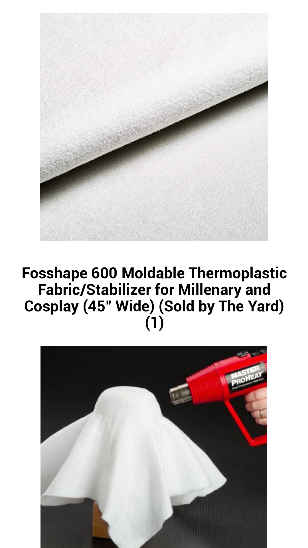 Fosshape 600 Premium Moldable Thermoplastic Fabric and Stabilizer for Stunning Millinery and Cosplay Creations - 45" Wide, Sold by the Yard