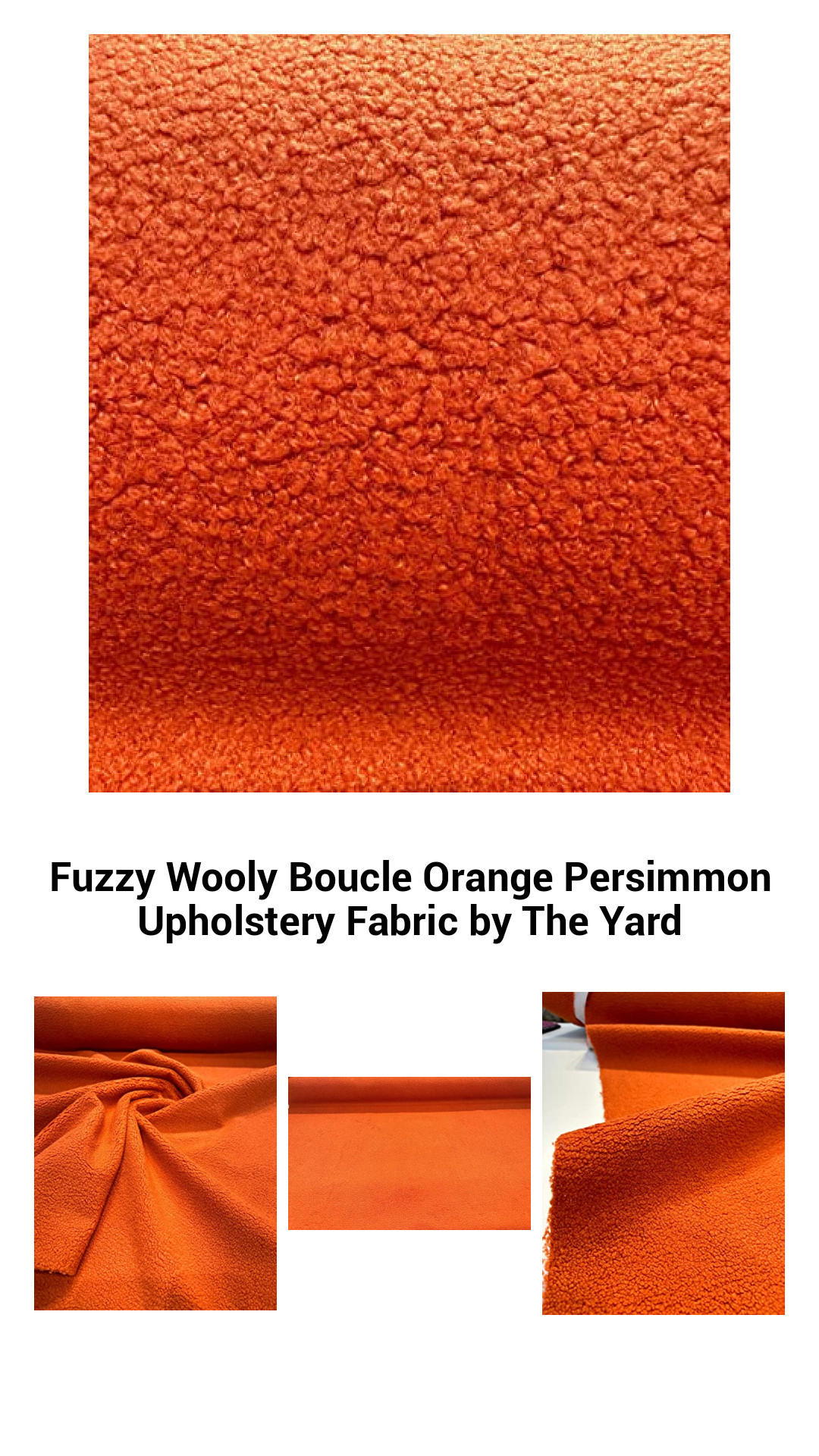Luxurious Boucle Upholstery Fabric in Vibrant Orange Persimmon - Premium Quality by The Yard