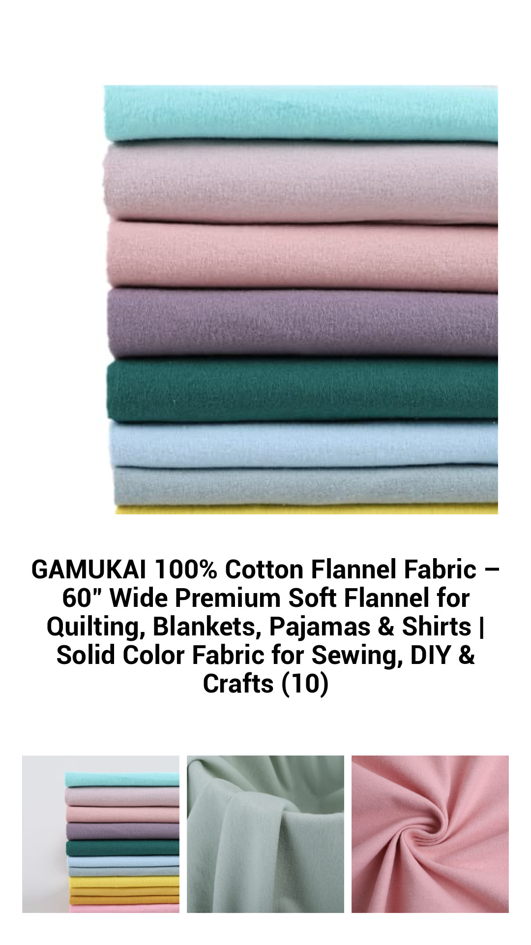 GAMUKAI 100% Cotton Flannel Fabric – 60" Wide Premium Soft Flannel for Quilting, Blankets, Pajamas & Shirts | Solid Color Fabric for Sewing, DIY & Crafts (10) GAMUKAI 100% Cotton Flannel Fabric – 60" Wide Premium Soft Flannel for Quilting, Blankets, Pajamas & Shirts | Solid Color Fabric for Sewing, DIY & Crafts (10)