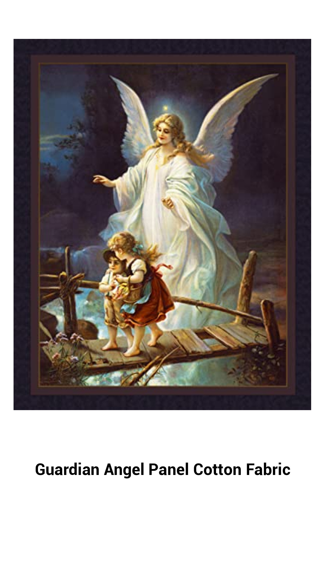 Heavenly Guardian Angel Cotton Fabric Panel for Creative Sewing and Craft Projects