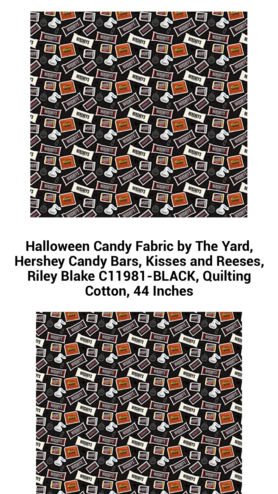 Spooktacular Halloween Candy Fabric by the Yard - Delightful Hershey Bars, Kisses & Reeses Print, High-Quality Quilting Cotton by Riley Blake