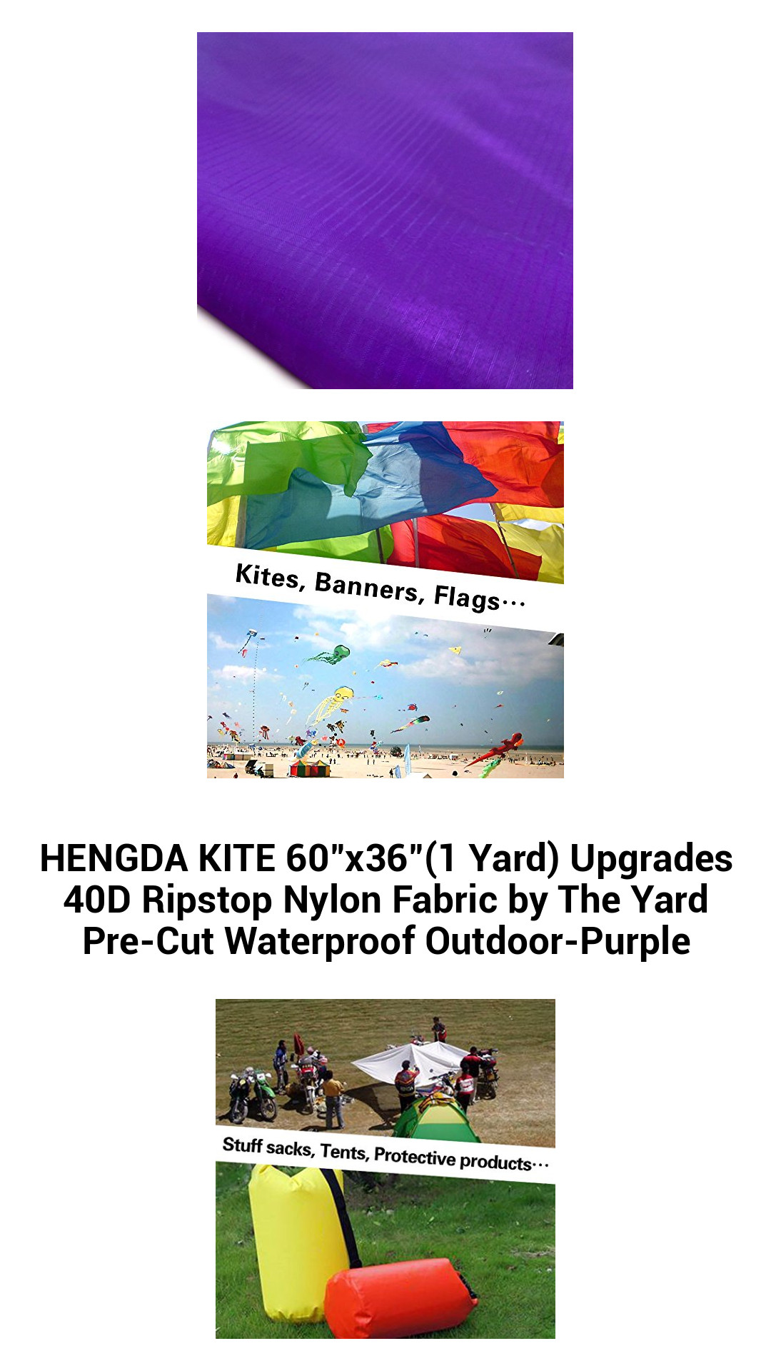 HENGDA KITE 60"x36"(1 Yard) Upgrades 40D Ripstop Nylon Fabric by The Yard Pre-Cut Waterproof Outdoor-Purple HENGDA KITE 60"x36"(1 Yard) Upgrades 40D Ripstop Nylon Fabric by The Yard Pre-Cut Waterproof Outdoor-Purple