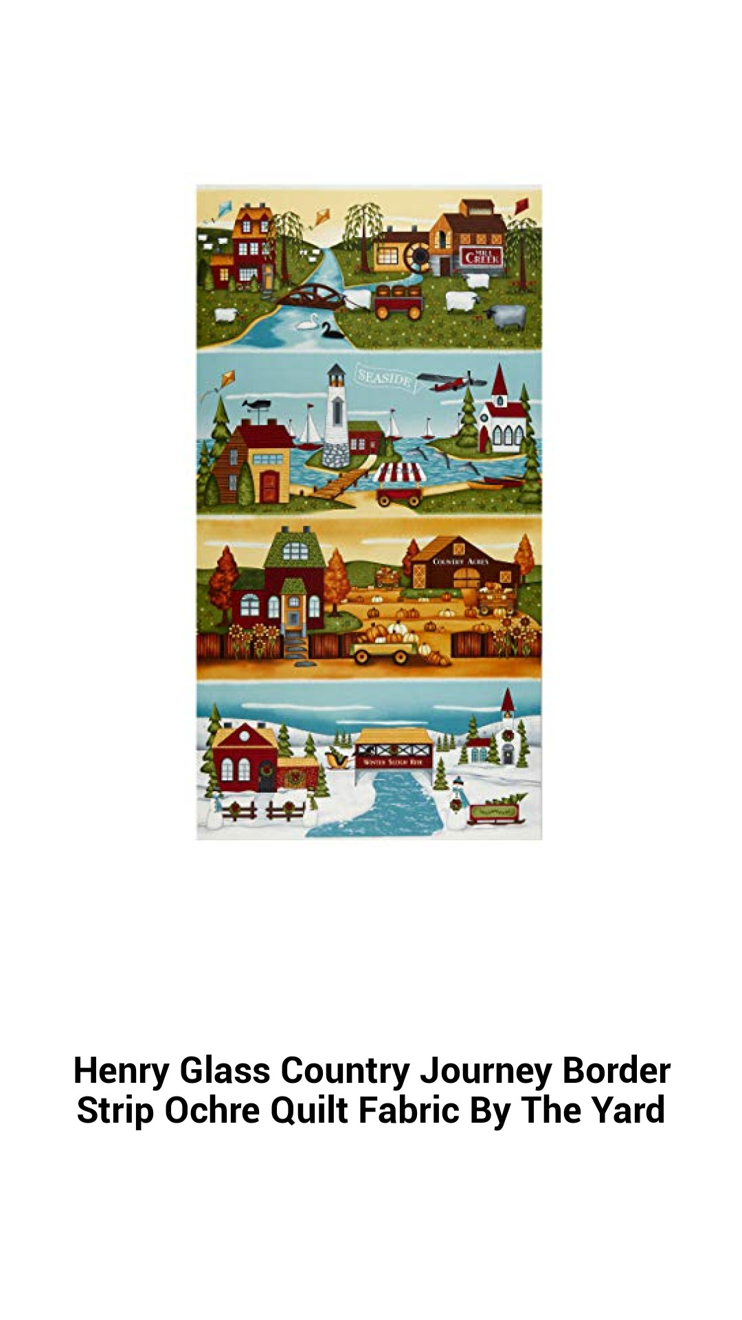 Henry Glass Country Journey Ochre Border Strip Quilt Fabric - Premium 100% Cotton for Quilting and Crafts