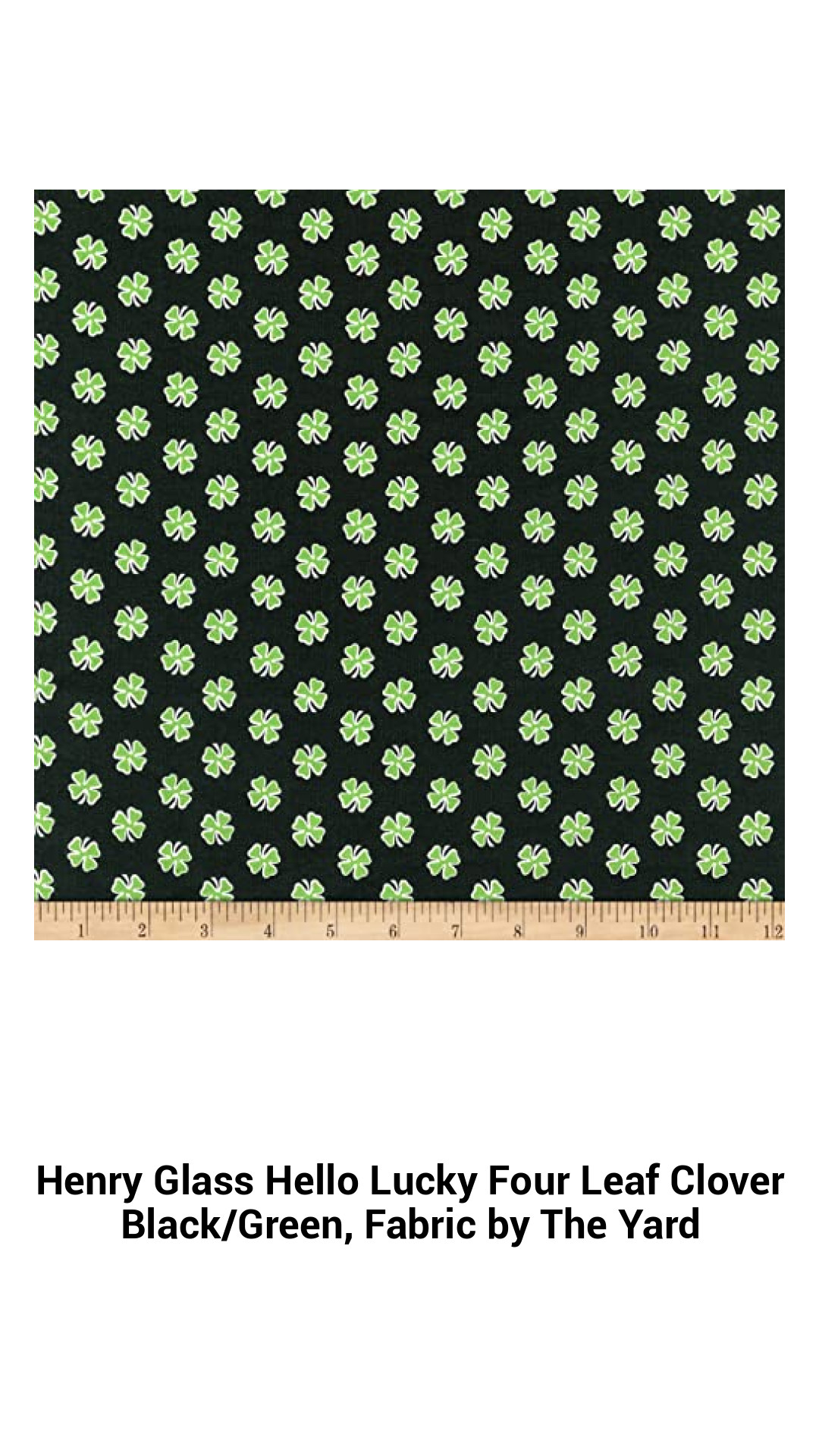 Discover the Joy of Sewing with Henry Glass Hello Lucky Four Leaf Clover Fabric - Versatile Black and Green Cotton by the Yard