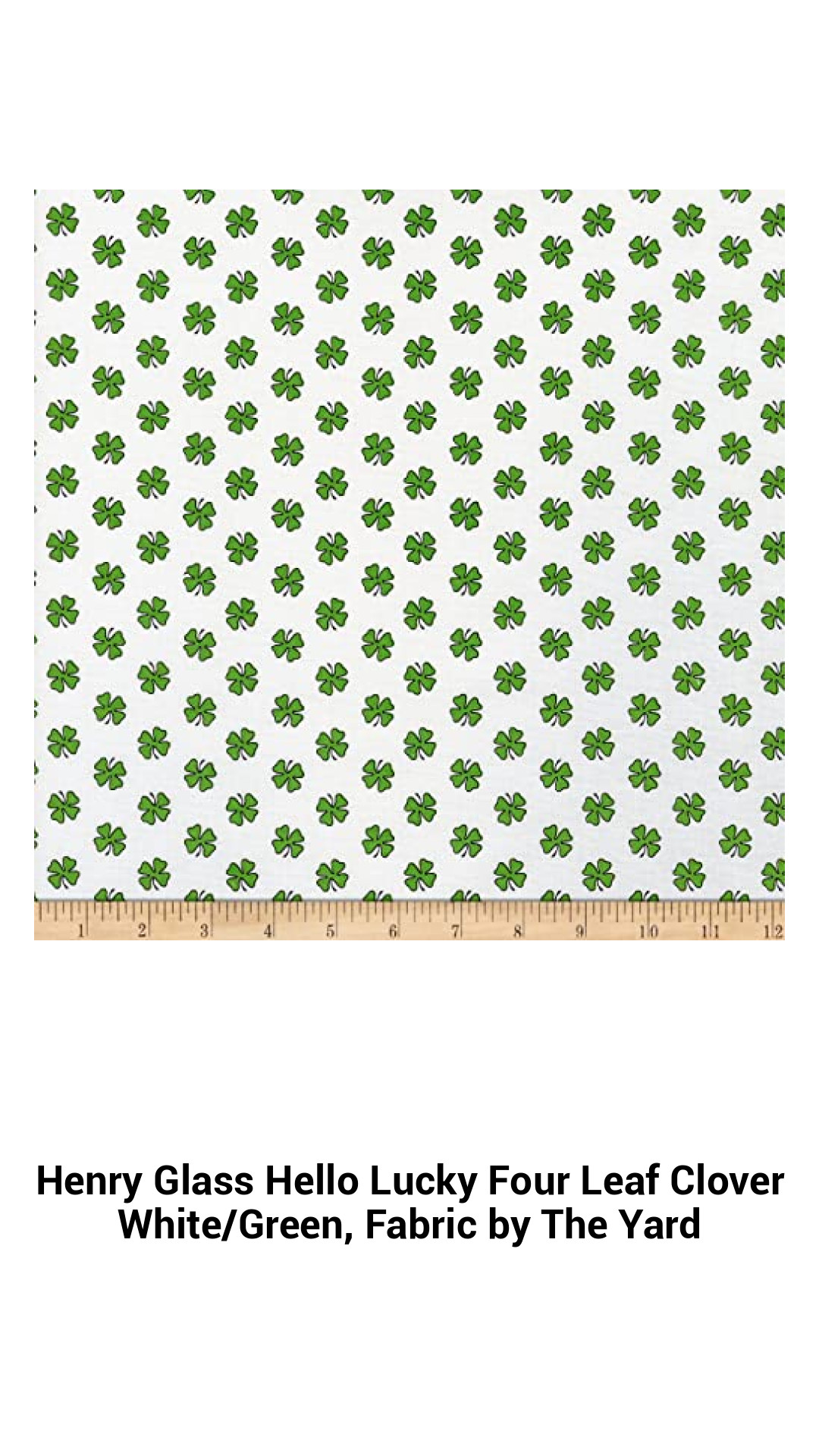 Lucky Charm Cotton Fabric in White and Green - Perfect for Quilting, Crafts, and Home Decor by Henry Glass