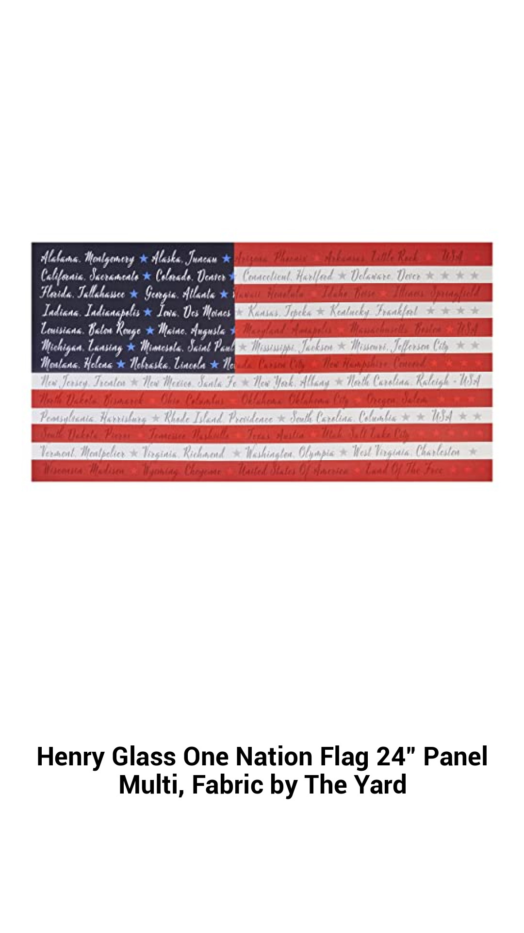 Versatile One Nation Flag Cotton Fabric Panel - Perfect for Quilting and Craft Projects, 44" Wide by the Yard