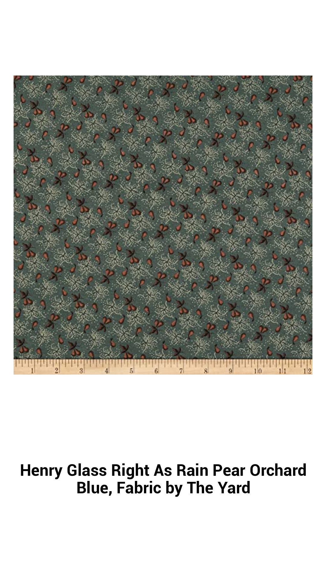 Henry Glass Right As Rain Pear Orchard Blue, Fabric by The Yard Henry Glass Right As Rain Pear Orchard Blue, Fabric by The Yard