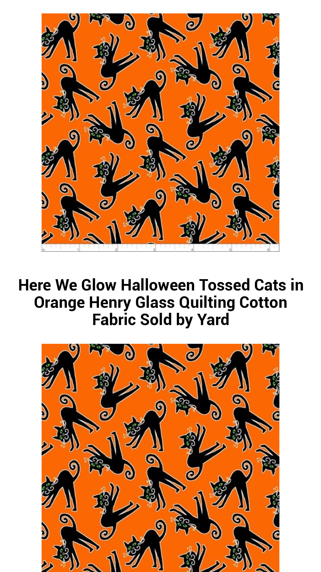 Spooktacular Halloween Tossed Cats in Vibrant Orange - Premium Henry Glass Quilting Cotton Fabric by the Yard