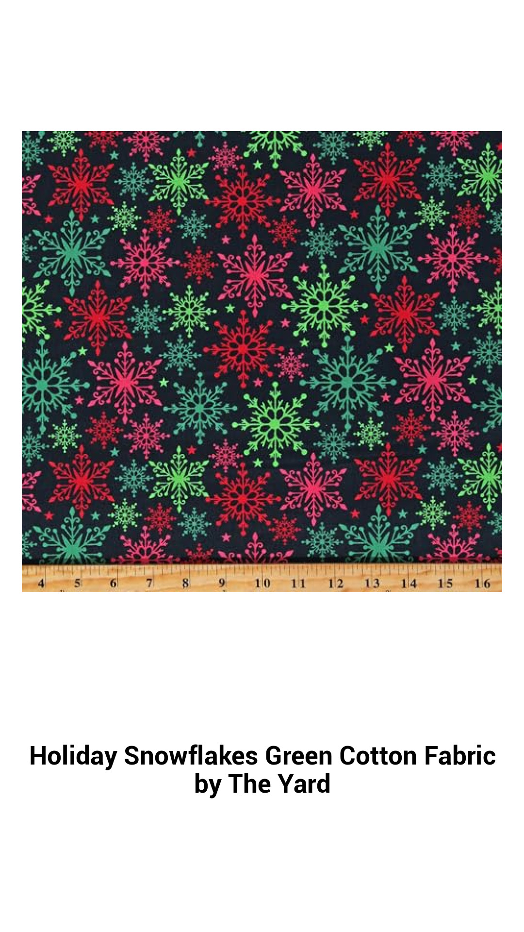Enchanting Holiday Snowflake Green Cotton Fabric by The Yard – Perfect for Seasonal Crafts and Festive Decor