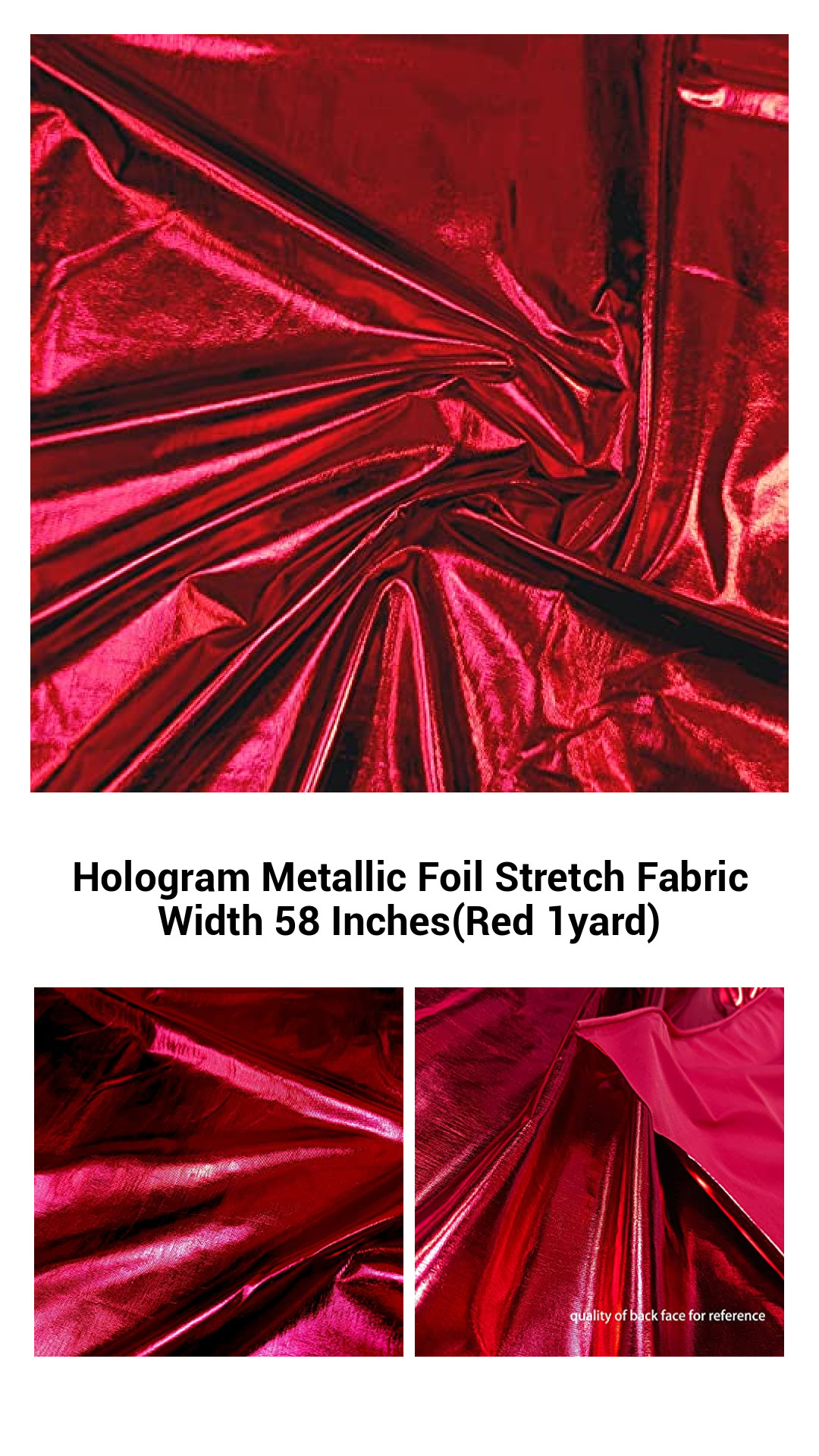 Dazzling Red Hologram Metallic Foil Stretch Fabric - 58-Inch Wide, 1 Yard for Costumes and Crafts