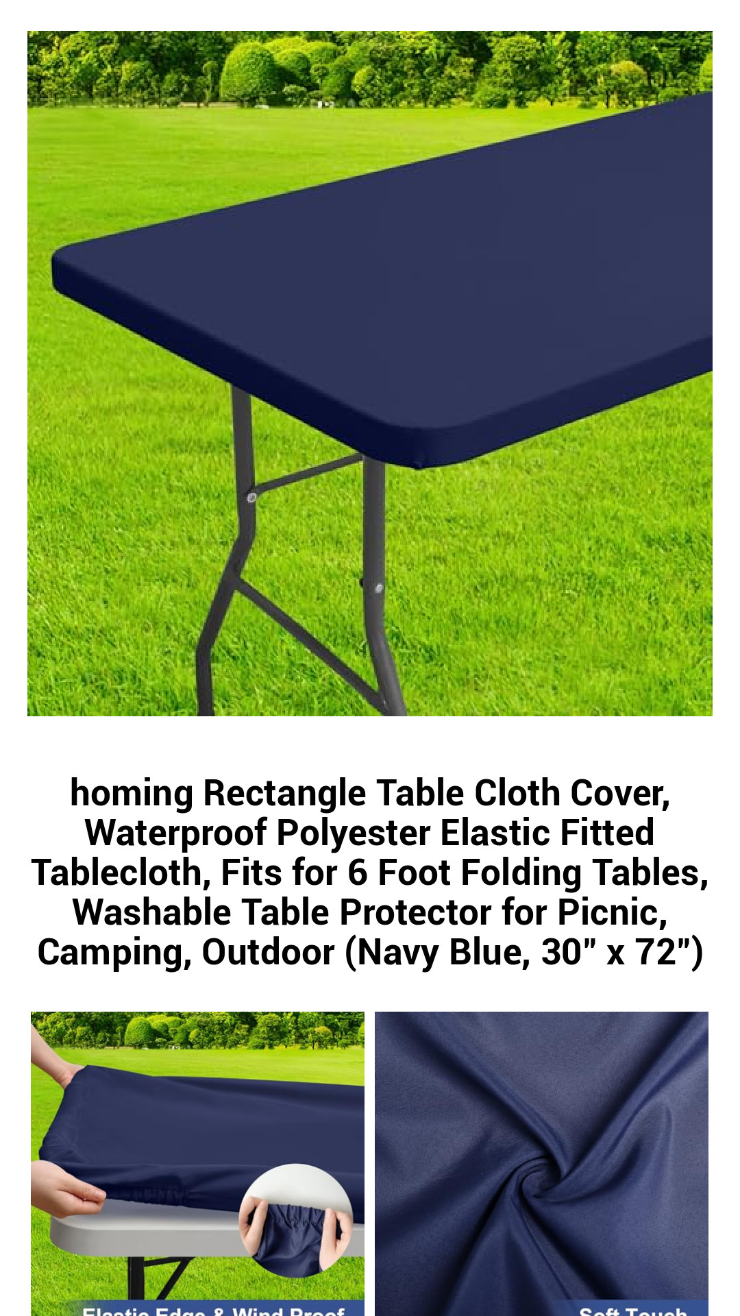 homing Rectangle Table Cloth Cover, Waterproof Polyester Elastic Fitted Tablecloth, Fits for 6 Foot Folding Tables, Washable Table Protector for Picnic, Camping, Outdoor (Navy Blue, 30" x 72") homing Rectangle Table Cloth Cover, Waterproof Polyester Elastic Fitted Tablecloth, Fits for 6 Foot Folding Tables, Washable Table Protector for Picnic, Camping, Outdoor (Navy Blue, 30" x 72")
