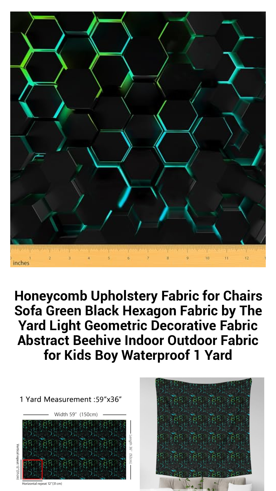 Honeycomb Upholstery Fabric for Chairs Sofa Green Black Hexagon Fabric by The Yard Light Geometric Decorative Fabric Abstract Beehive Indoor Outdoor Fabric for Kids Boy Waterproof 1 Yard Honeycomb Upholstery Fabric for Chairs Sofa Green Black Hexagon Fabric by The Yard Light Geometric Decorative Fabric Abstract Beehive Indoor Outdoor Fabric for Kids Boy Waterproof 1 Yard