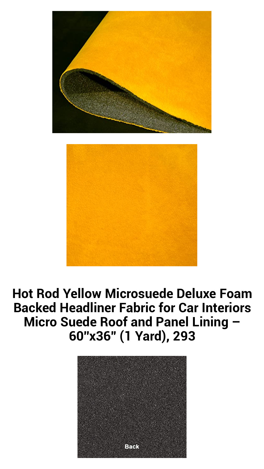 Premium Hot Rod Yellow Microsuede Headliner Fabric – Deluxe Foam Backed Upholstery for Stunning Car Interiors – 60" x 36" (1 Yard)