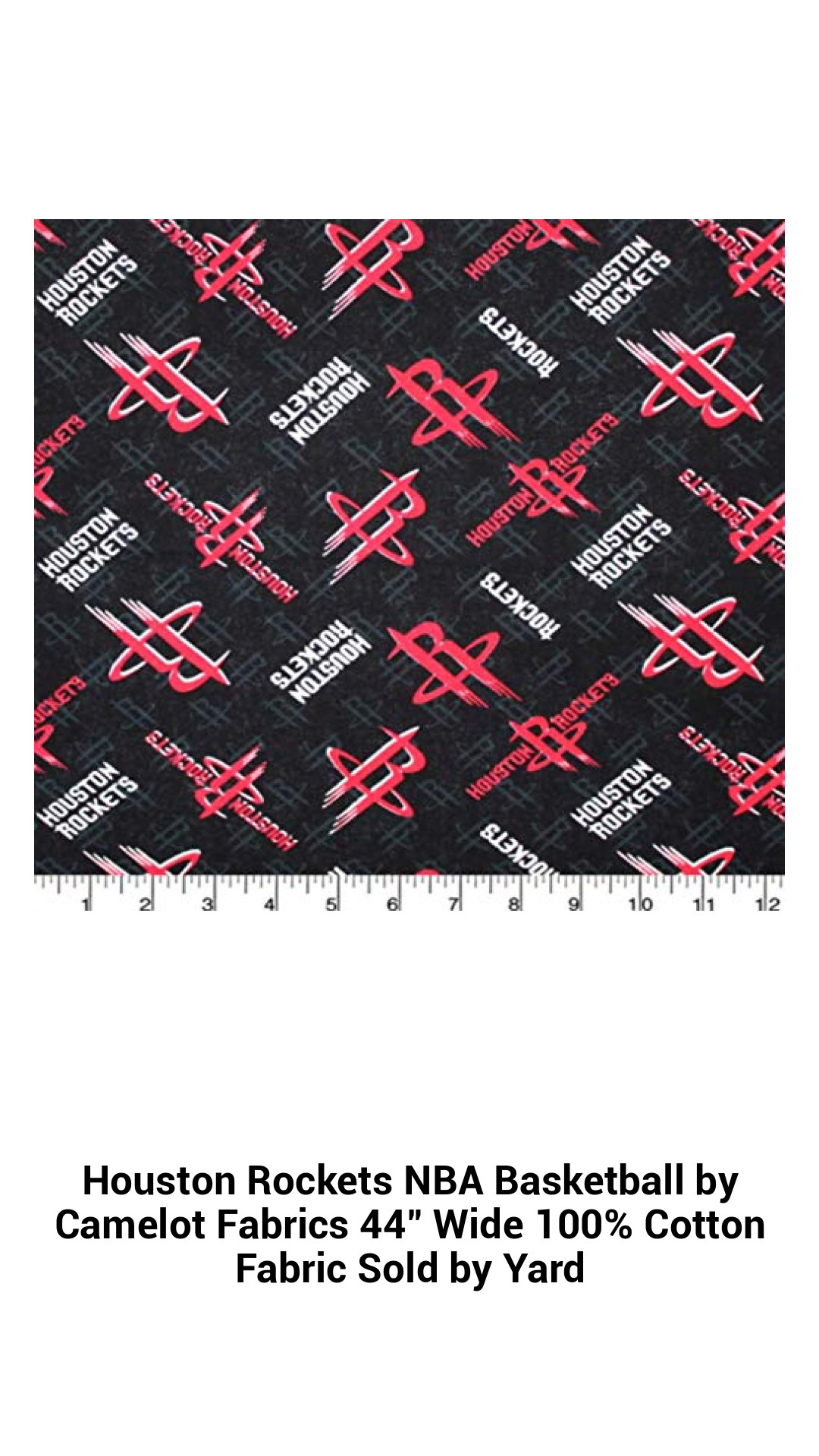 Premium Houston Rockets NBA Basketball Fabric - 44" Wide 100% Cotton, Perfect for Fans and Crafts, Sold by the Yard