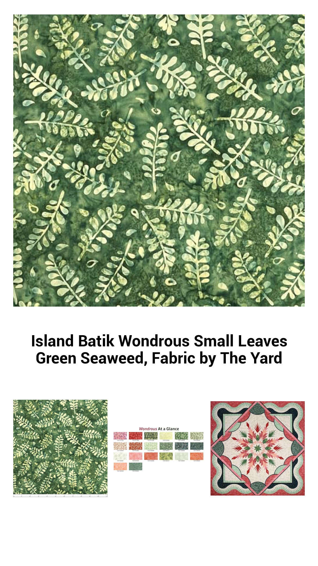 Wondrous Green Seaweed Batik Fabric by Island Batik – Perfect for Quilting & Home Decor Projects