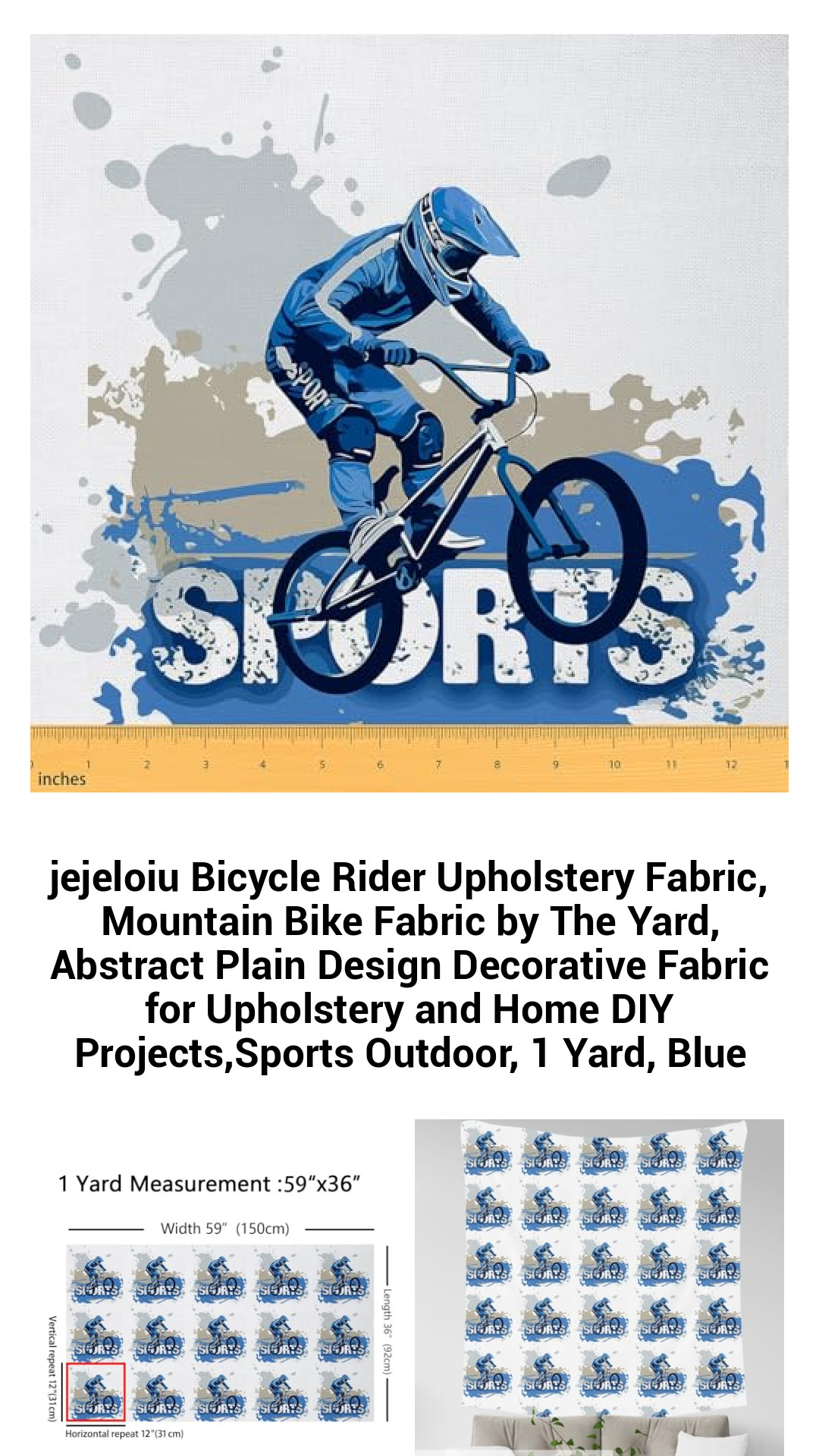 jejeloiu Bicycle Rider Upholstery Fabric, Mountain Bike Fabric by The Yard, Abstract Plain Design Decorative Fabric for Upholstery and Home DIY Projects,Sports Outdoor, 1 Yard, Blue jejeloiu Bicycle Rider Upholstery Fabric, Mountain Bike Fabric by The Yard, Abstract Plain Design Decorative Fabric for Upholstery and Home DIY Projects,Sports Outdoor, 1 Yard, Blue