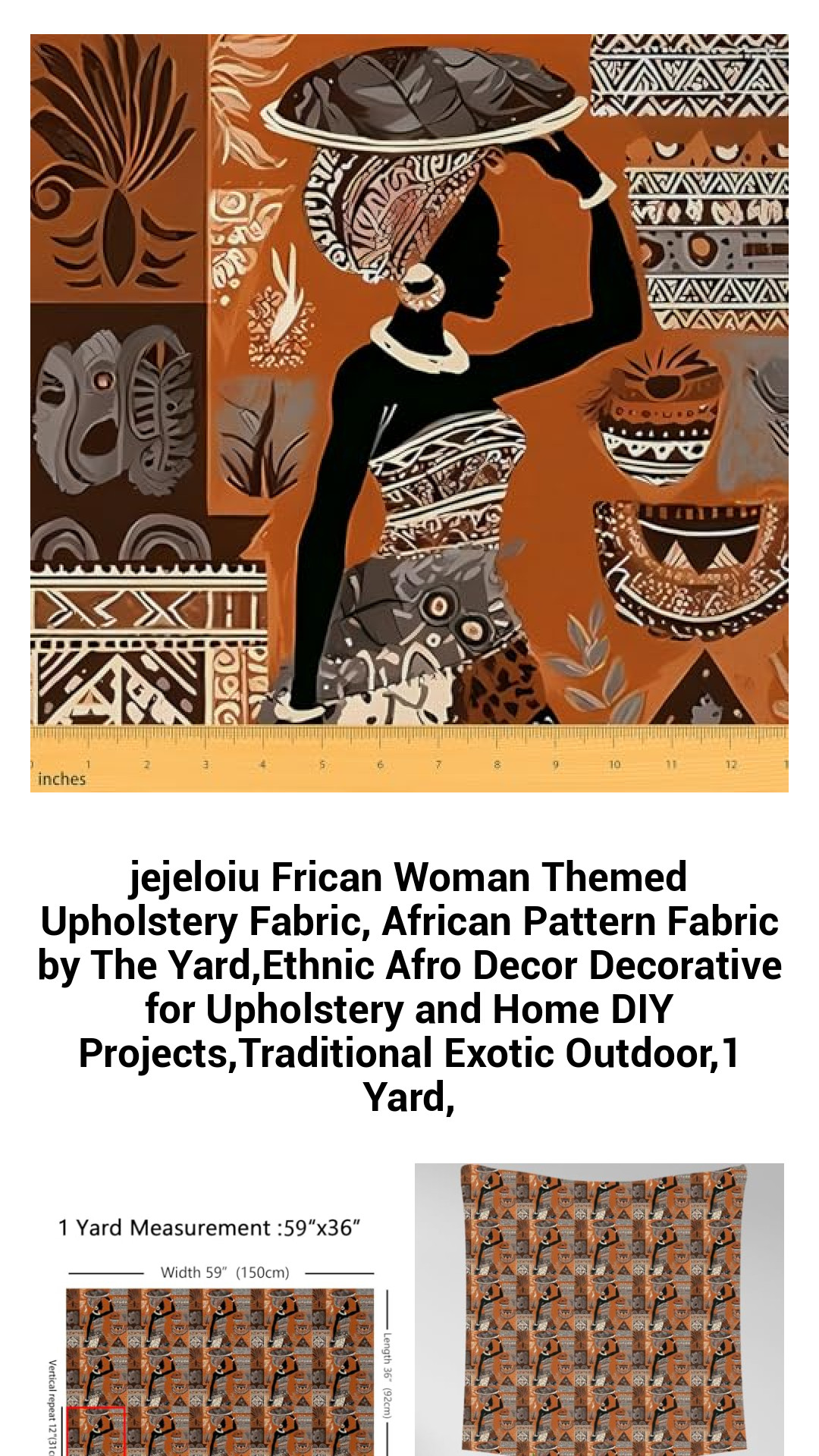 Vibrant African Woman-Themed Upholstery Fabric by the Yard - Ethnic Afro-Chic Décor for Home and Garden DIY Projects