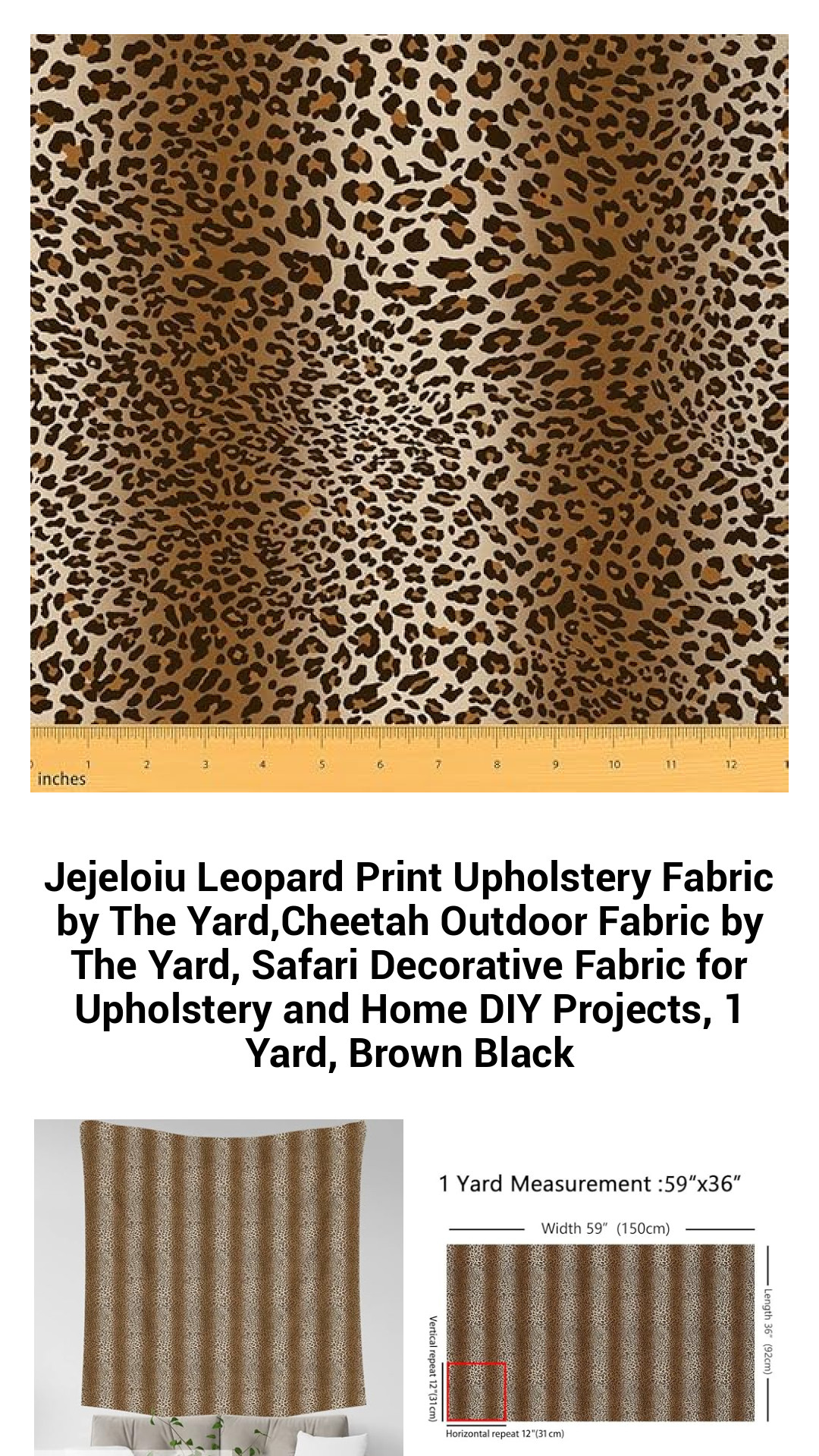 Exotic Leopard Print Upholstery Fabric by the Yard - Versatile Cheetah Outdoor Fabric for Stunning Home Decor and DIY Projects