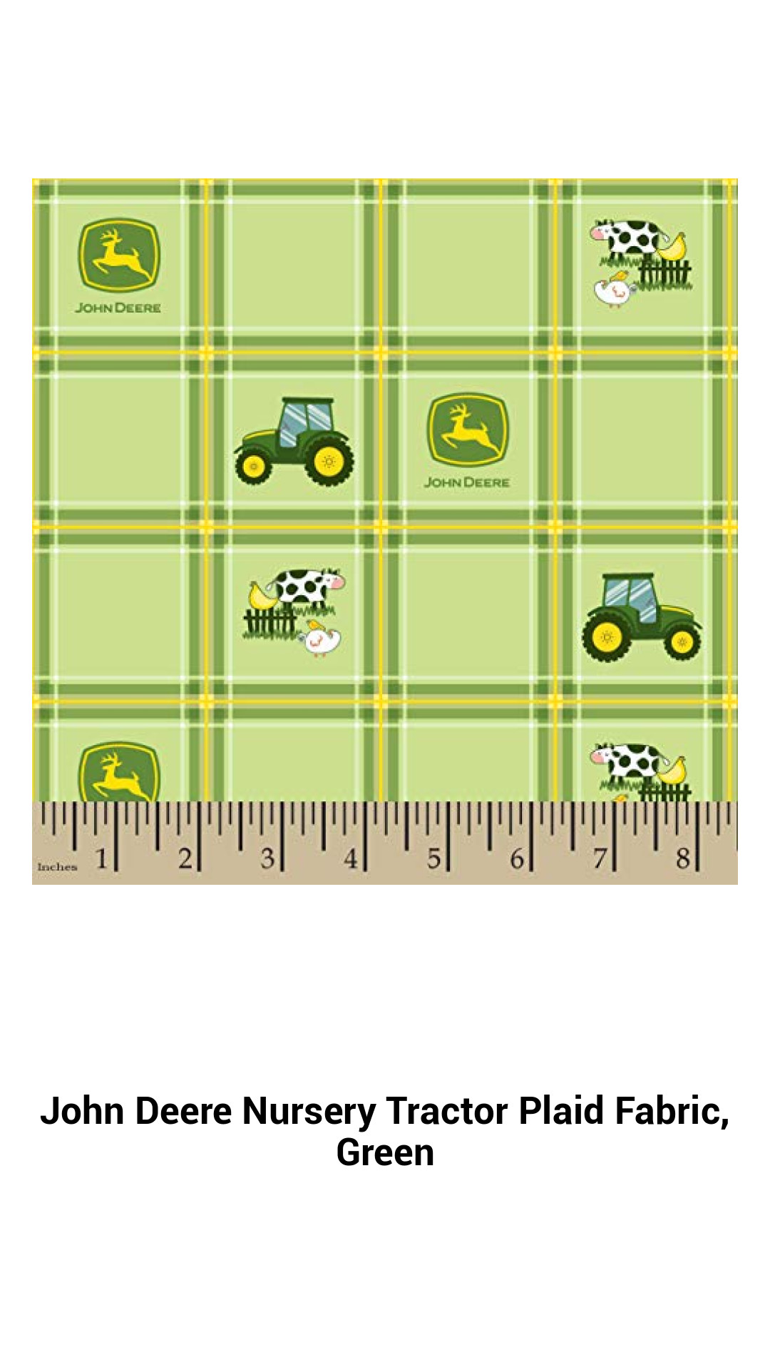 Premium John Deere Green Nursery Tractor Plaid Fabric – Perfect for Kids’ Décor and Crafting