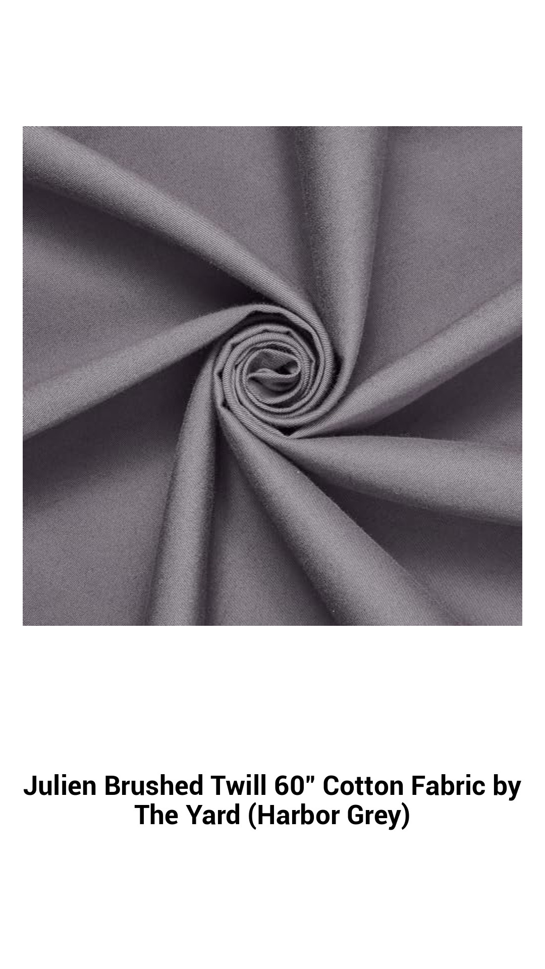 Julien Brushed Twill 60" Cotton Fabric by The Yard (Harbor Grey) Julien Brushed Twill 60" Cotton Fabric by The Yard (Harbor Grey)