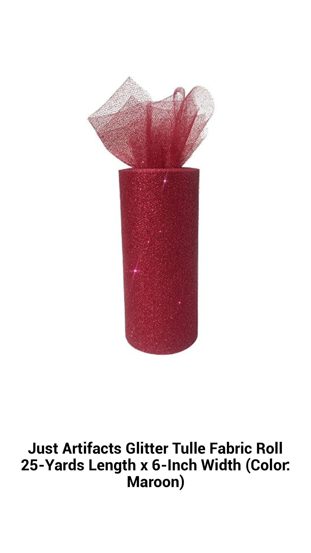 Transform Your Creations with Maroon Glitter Tulle Fabric Roll – 25 Yards of Sparkling Elegance, 6-Inch Width for Crafting, Fashion, and Decor
