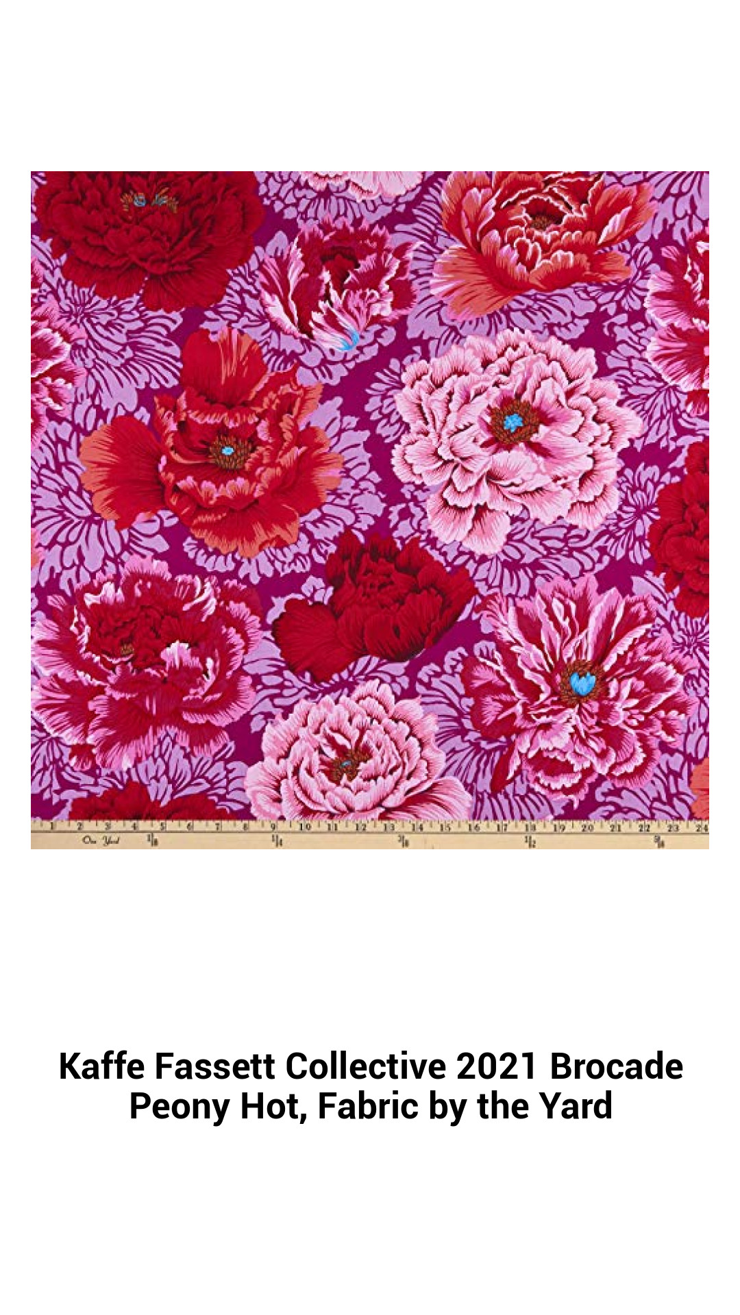 Vibrant Kaffe Fassett Collective 2021 Brocade Peony Hot Fabric by the Yard – Bold Colors for Quilting, Crafts, and Creative Projects