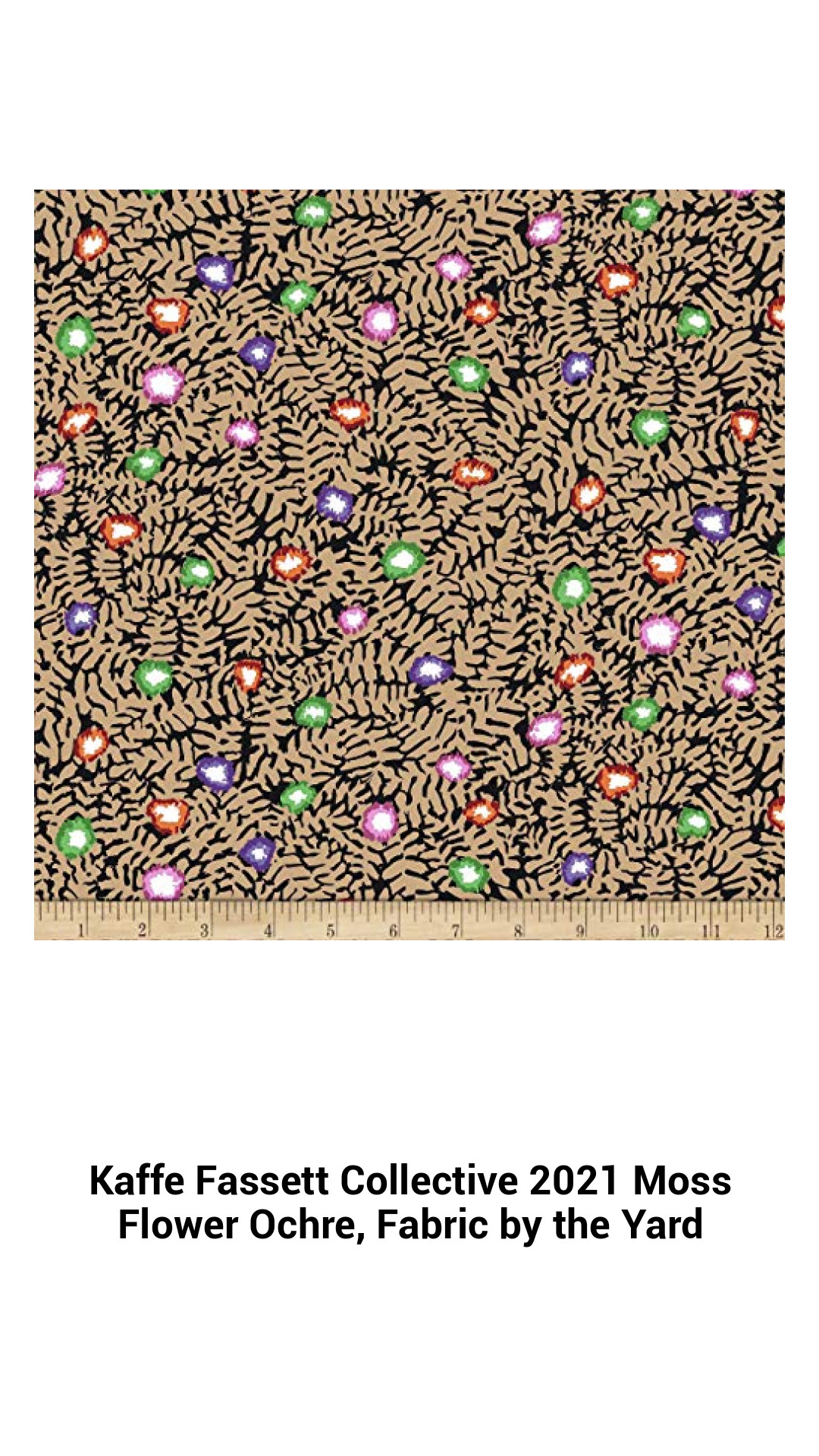 Vibrant Kaffe Fassett Collective 2021 Moss Flower Ochre Fabric by the Yard – Ideal for Quilting, Crafts, and Fashion Projects