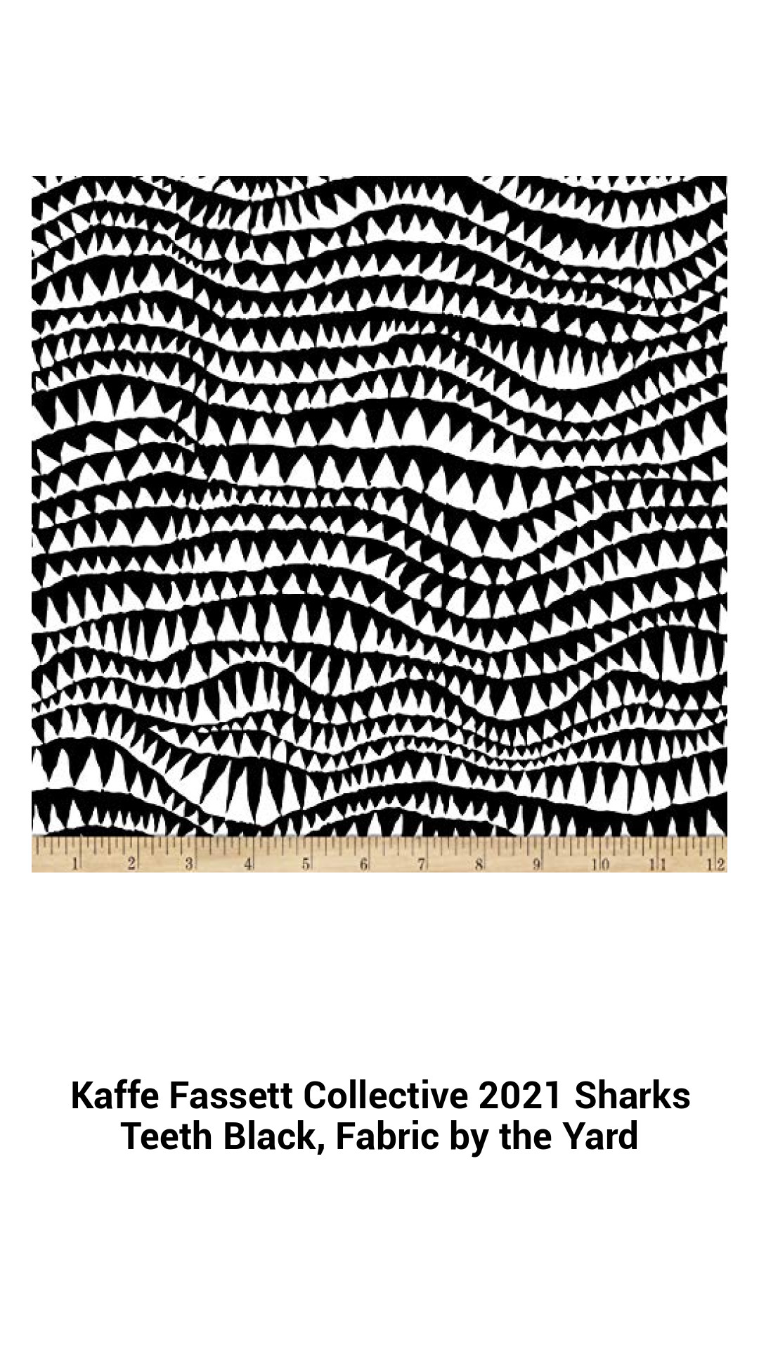 Kaffe Fassett Collective 2021 Sharks Teeth Black Fabric - Versatile, Lightweight Cotton for Quilting & Crafts