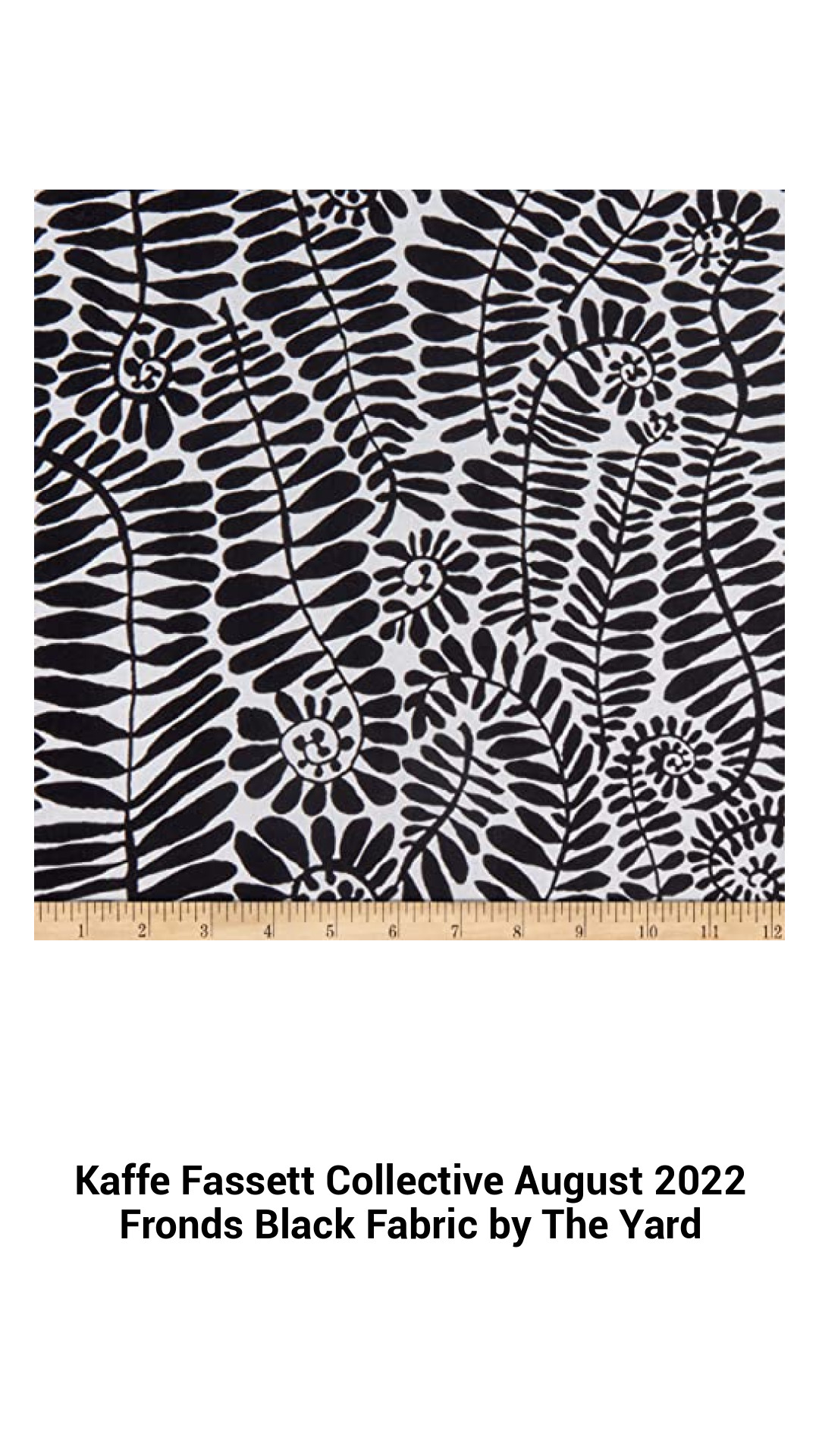 Luxurious Kaffe Fassett Fronds Black Cotton Fabric - Versatile Quilting & Crafting Material by The Yard