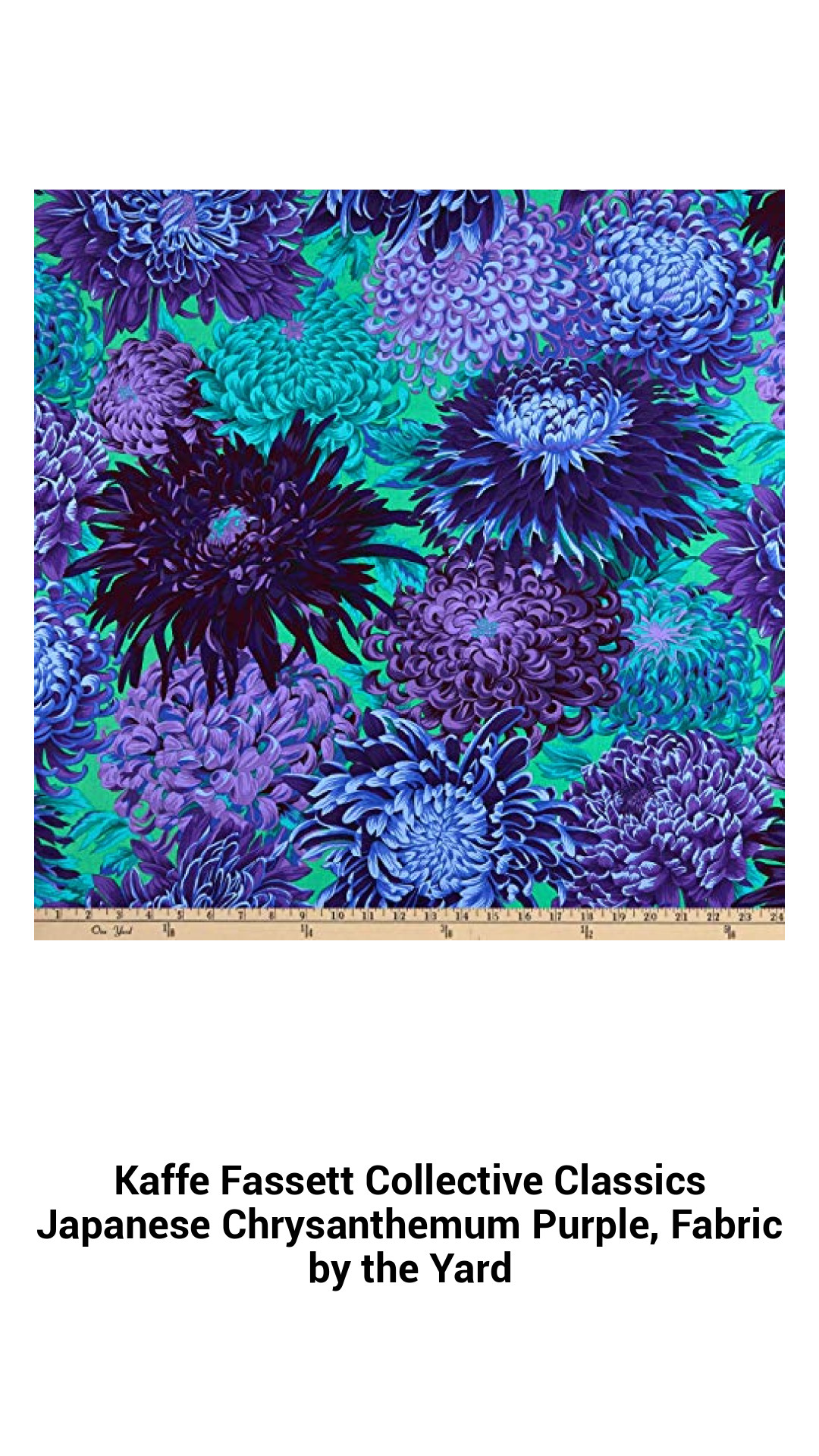 Premium Kaffe Fassett Japanese Chrysanthemum Fabric in Rich Purple - Versatile Cotton for Quilting, Crafts, and Home Decor by the Yard