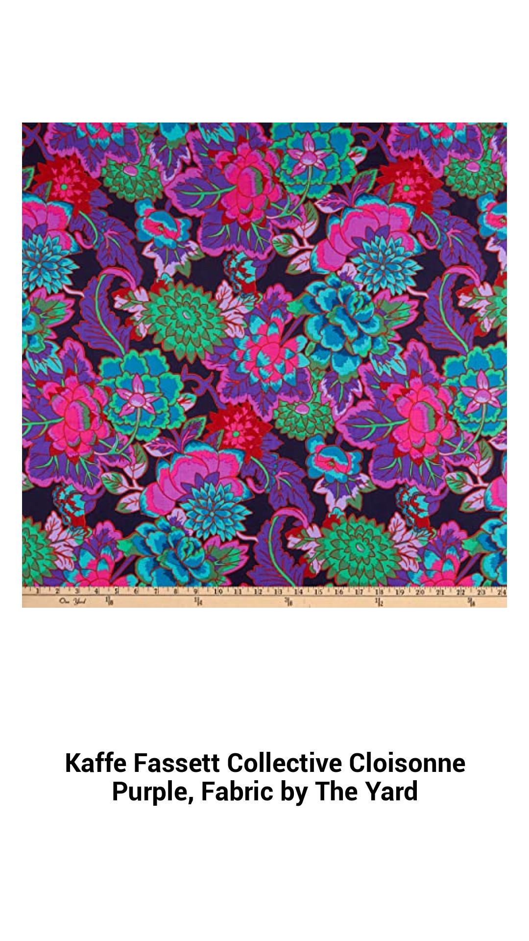 Vibrant Kaffe Fassett Cloisonne Purple Cotton Fabric by the Yard for Quilting and Crafting