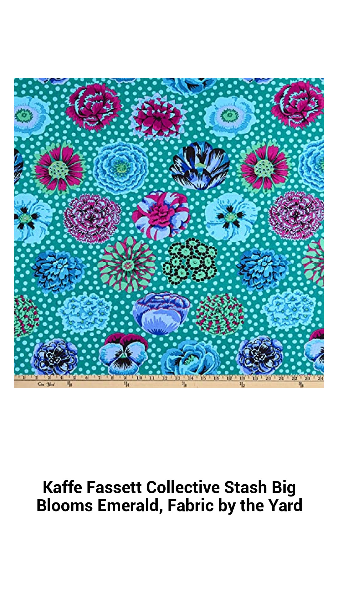 Vibrant Kaffe Fassett Collective Stash Big Blooms Emerald Fabric - Colorful Cotton by the Yard for Quilting and Crafts