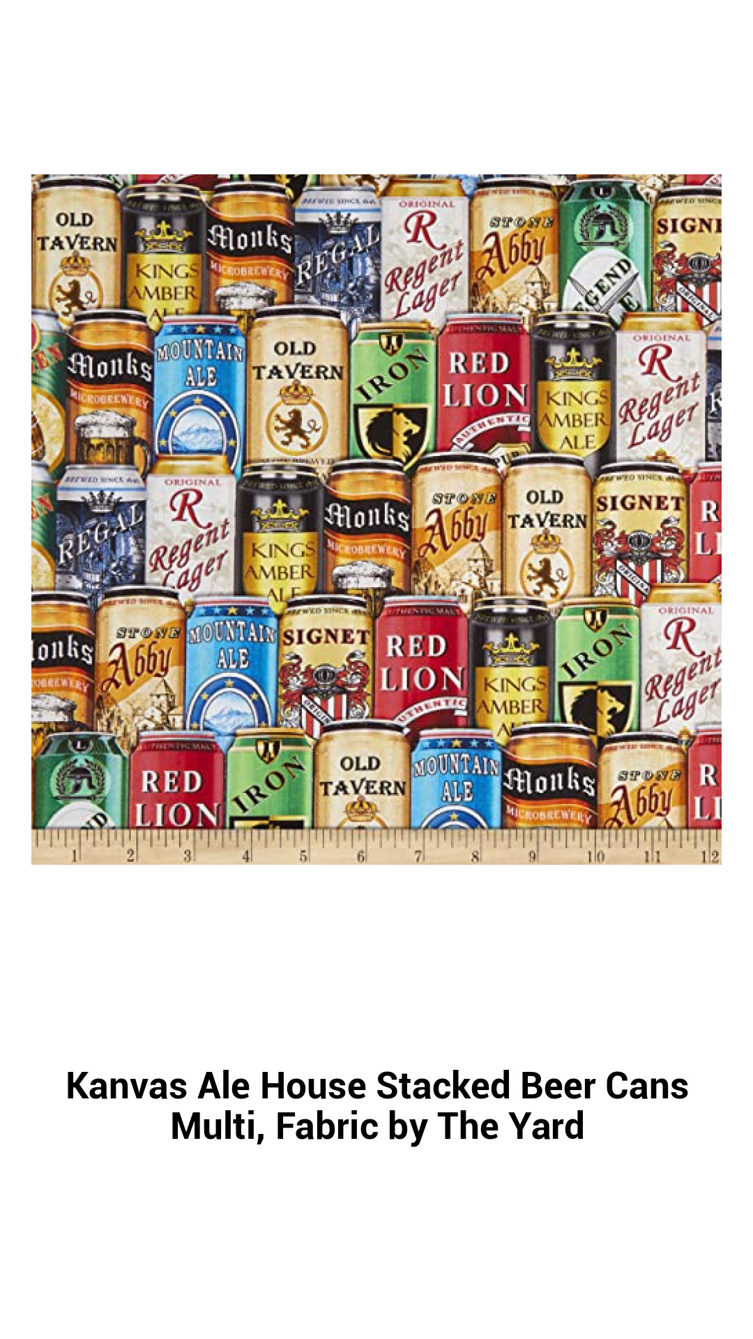 Kanvas Ale House Stacked Beer Cans Multi-Use Cotton Fabric - Perfect for Quilting, Crafts, and Home Decor