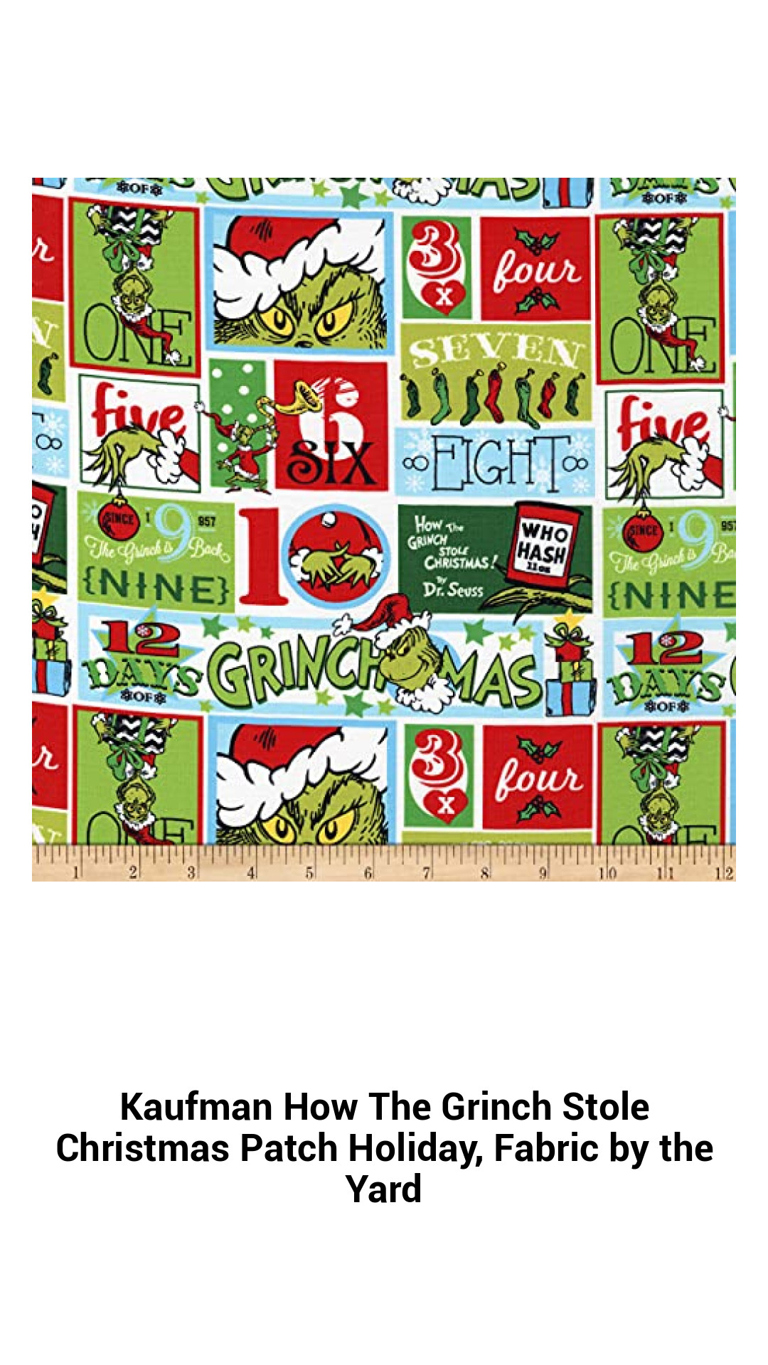 Festive Grinch Christmas Fabric by the Yard - Perfect for Quilting, Apparel & Home Decor