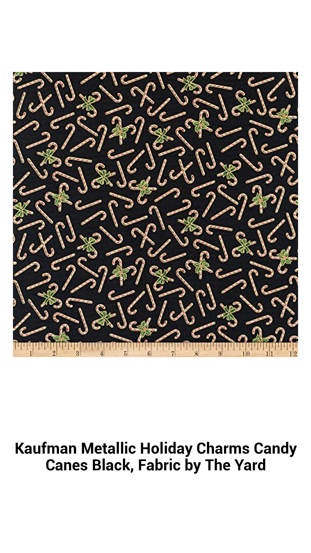 Festive Metallic Candy Cane Fabric by the Yard – Perfect for Holiday Sewing and Quilting Projects