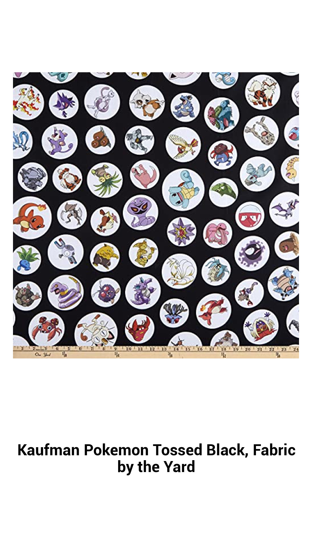 Exciting Kaufman Pokémon Tossed Black Fabric – Perfect for Quilting, Apparel, and Home Decor by the Yard