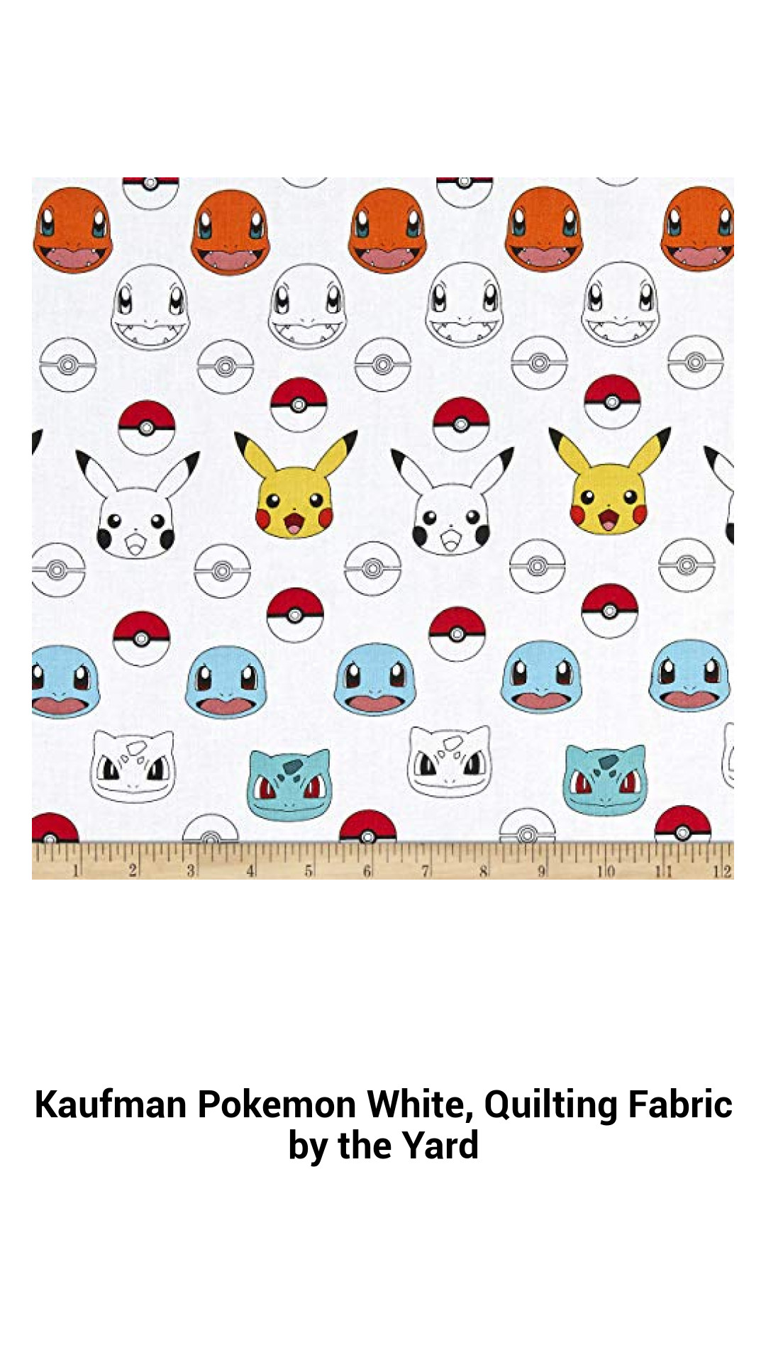 Kaufman Pokemon White, Quilting Fabric by the Yard Kaufman Pokemon White, Quilting Fabric by the Yard