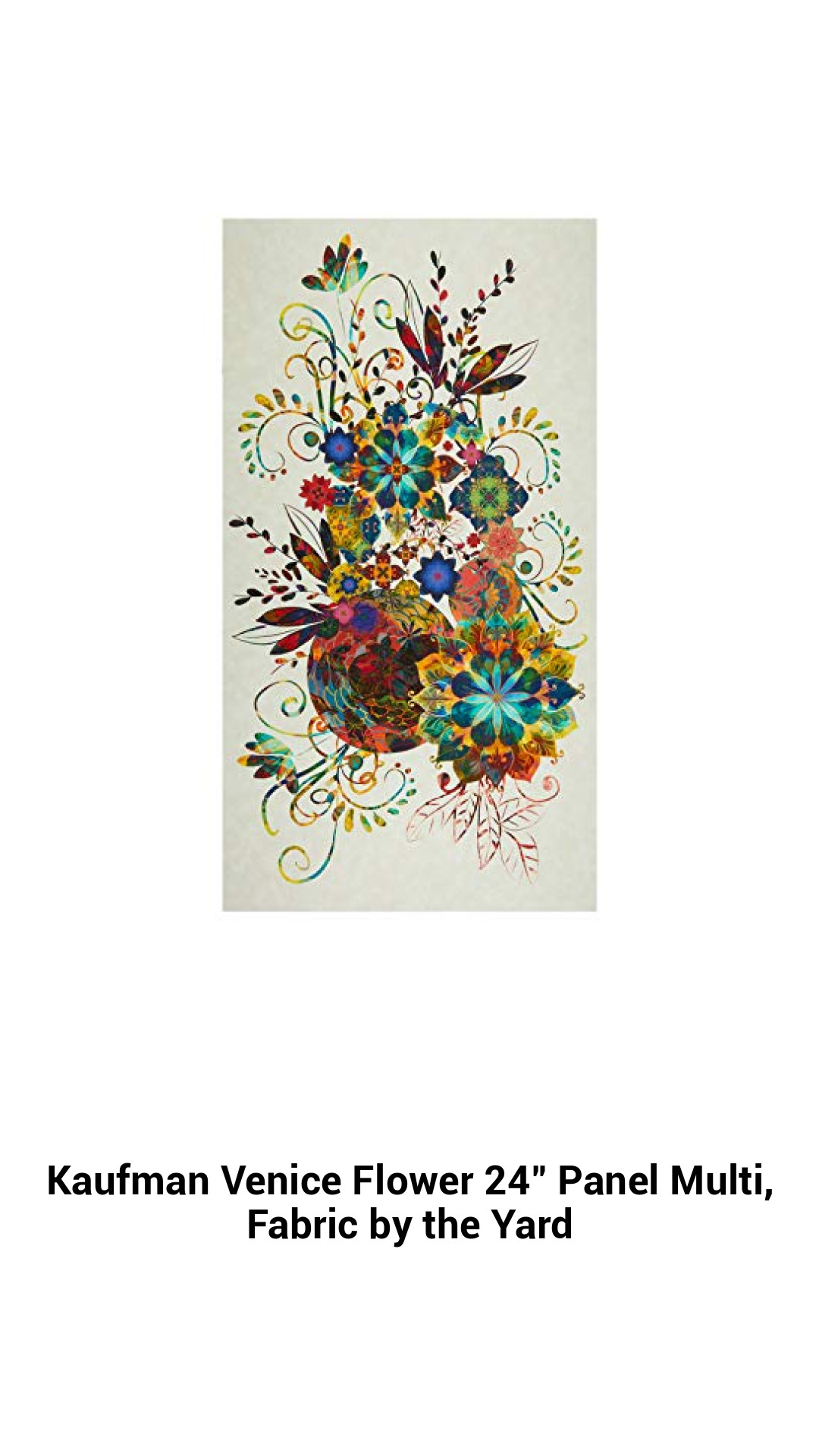 Exquisite Kaufman Venice Floral Fabric Panel - 24"x44" Multi-Color Cotton for Quilting and Craft Projects