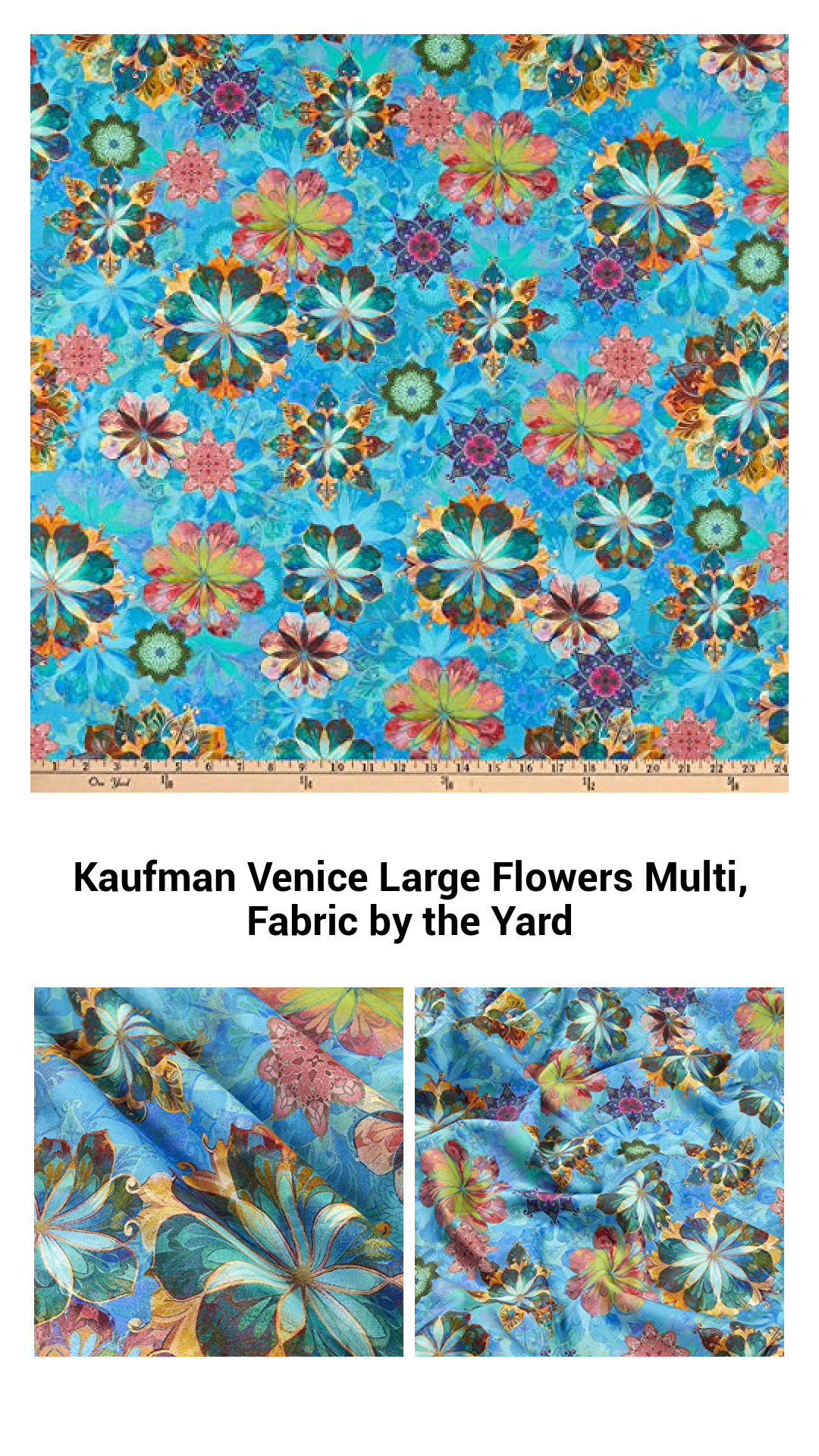 Kaufman Venice Large Flowers Multi, Fabric by the Yard Kaufman Venice Large Flowers Multi, Fabric by the Yard