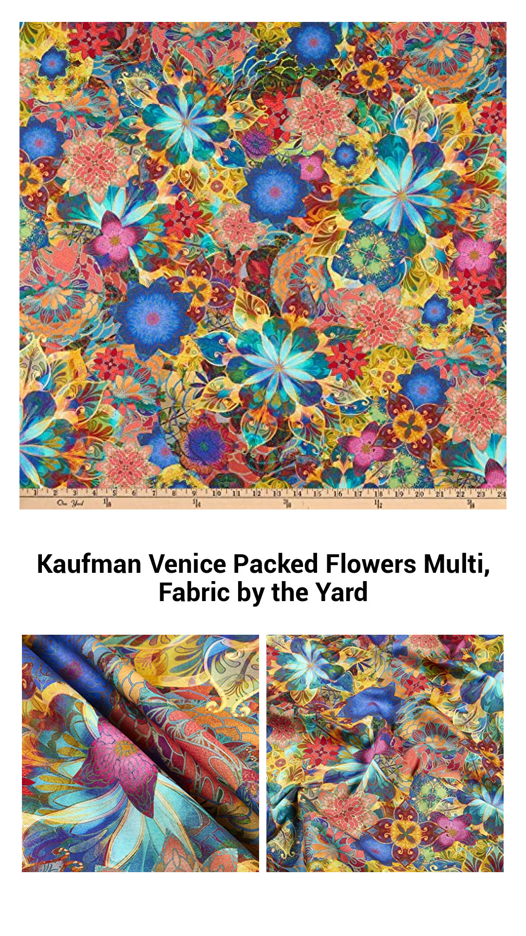 Kaufman Venice Floral Delight Fabric by the Yard - Vibrant Cotton for Quilting, Crafts, and Home Decor