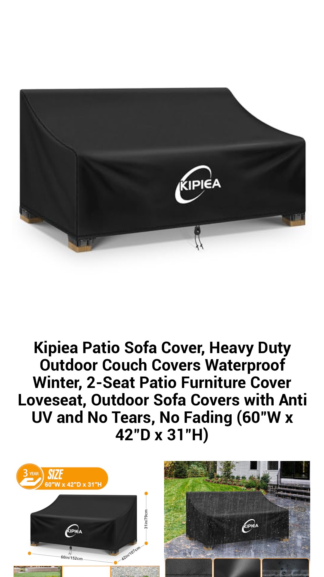 Premium Waterproof Patio Sofa Cover - Heavy Duty 2-Seat Loveseat Protector with UV Resistance and Windproof Features