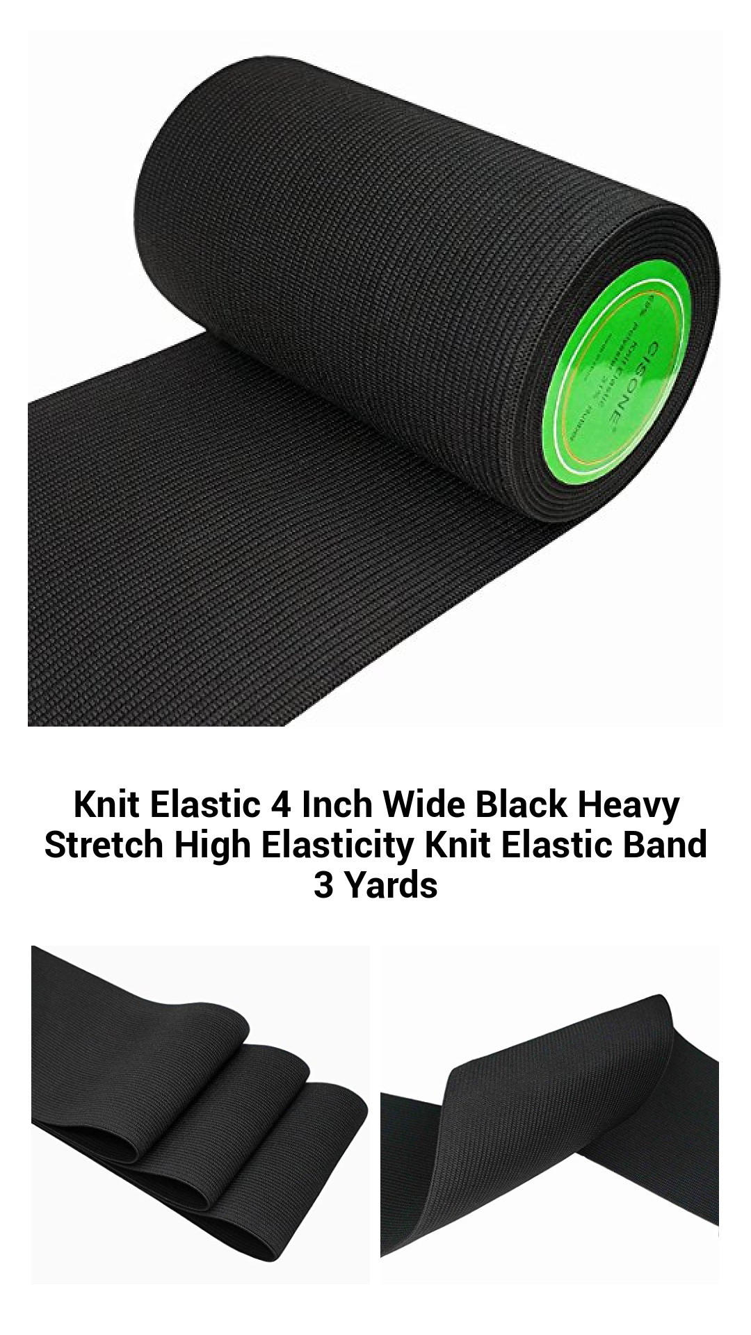 Knit Elastic 4 Inch Wide Black Heavy Stretch High Elasticity Knit Elastic Band 3 Yards Knit Elastic 4 Inch Wide Black Heavy Stretch High Elasticity Knit Elastic Band 3 Yards